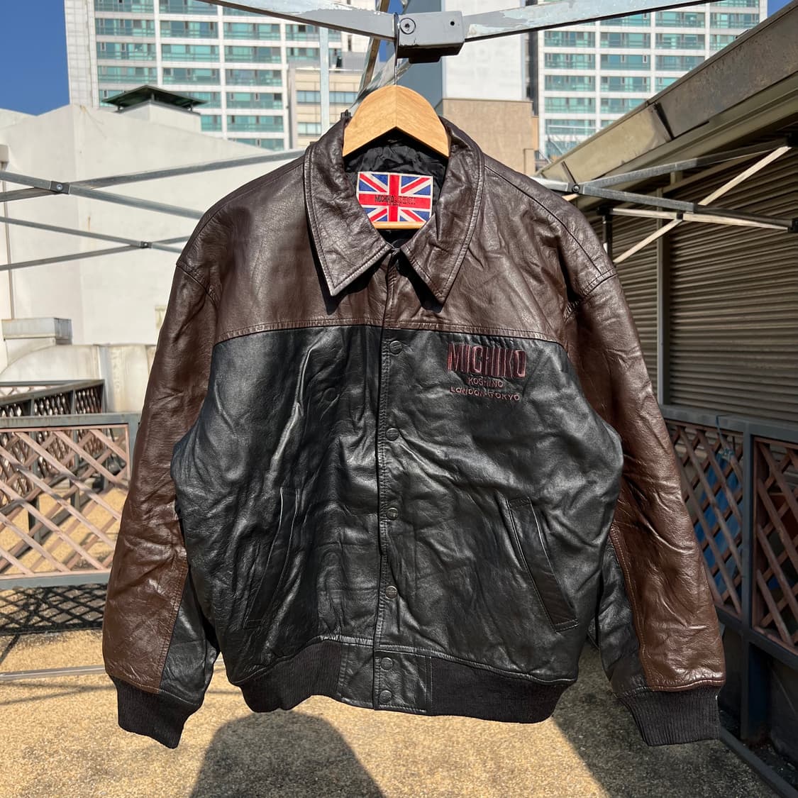 90‘s 미치코 코시노 런던 레더 바시티 자켓 상품이미지2