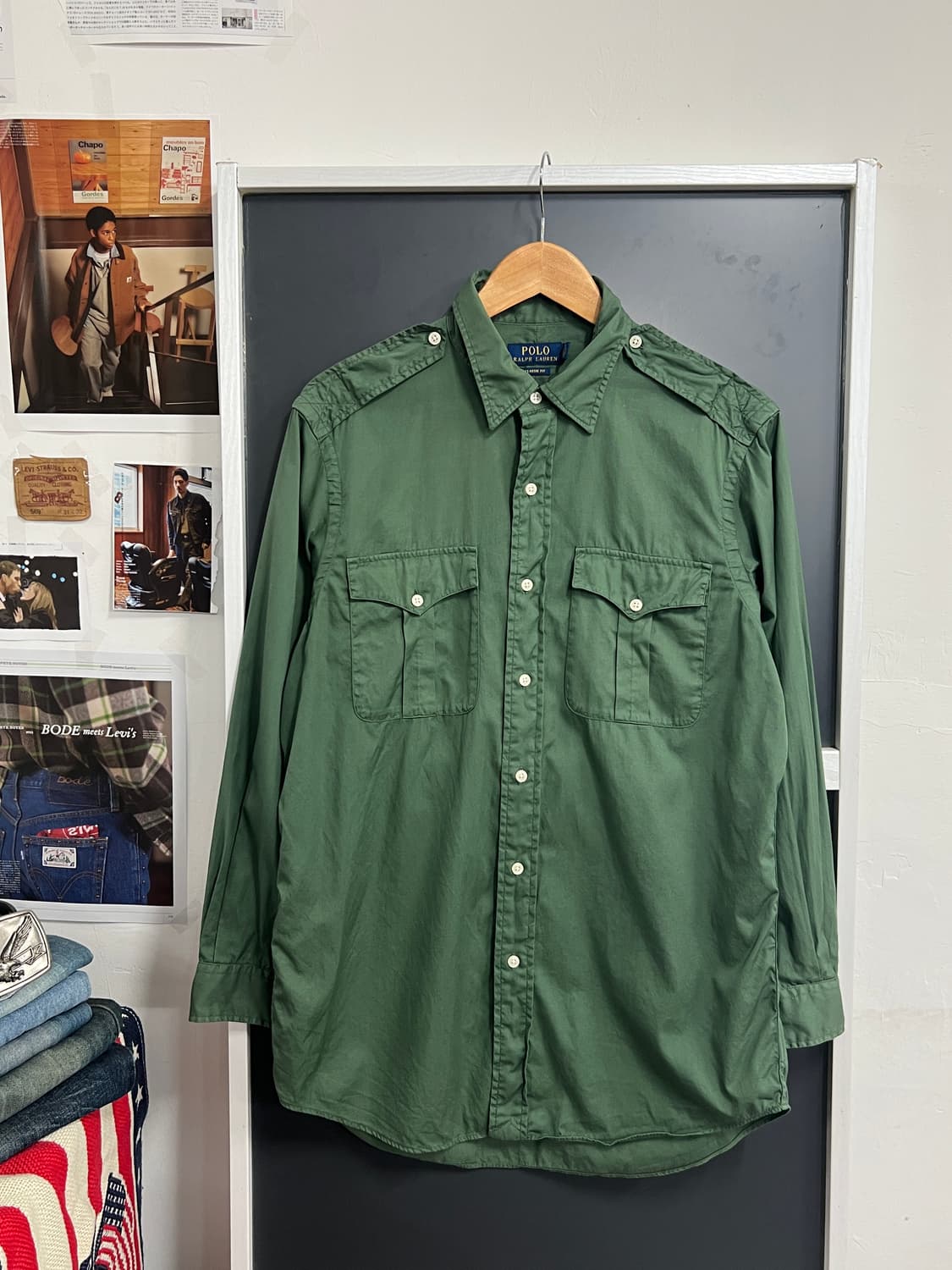 Polo Ralph Lauren 견장 포켓 밀리터리 솔리드 셔츠 상품이미지3