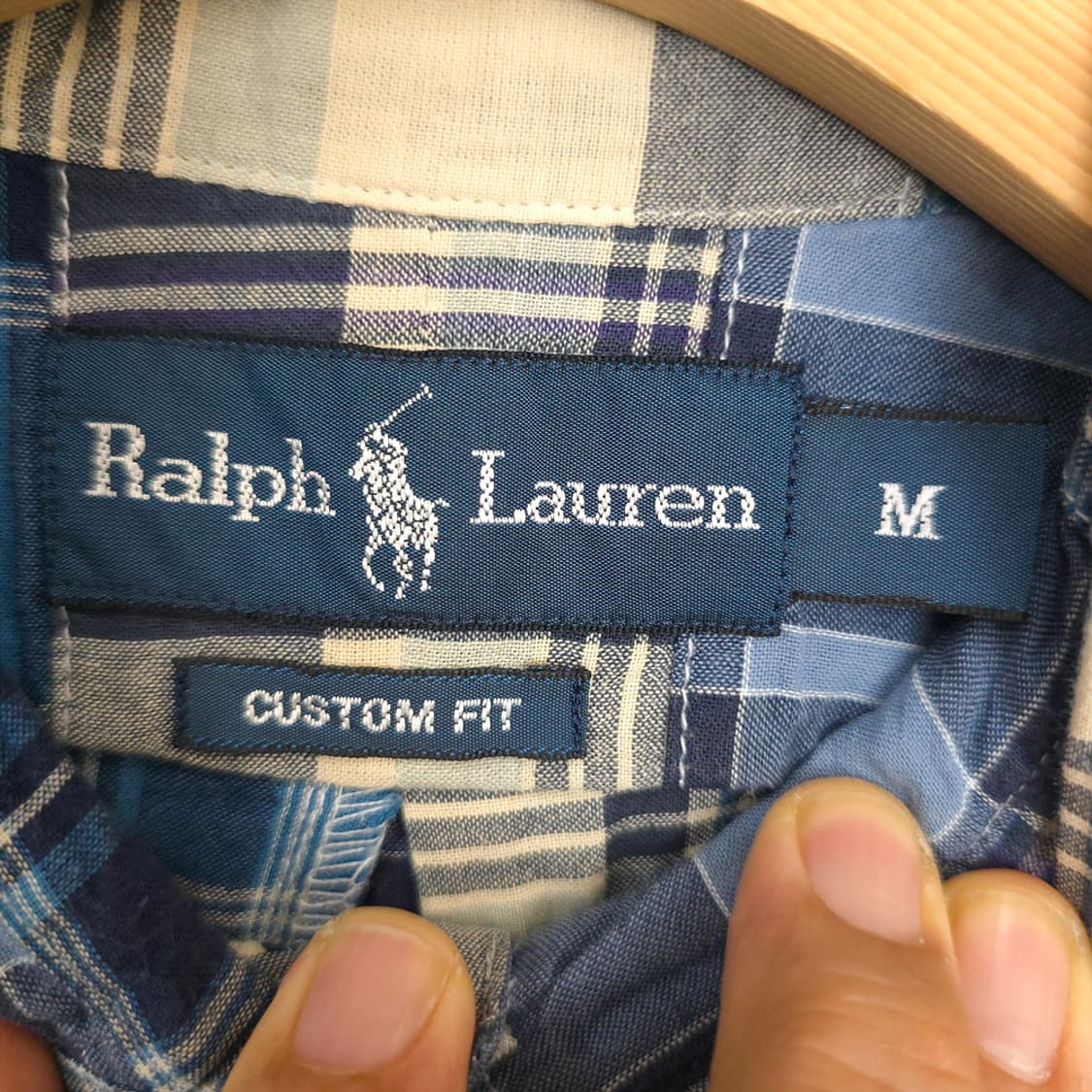 랄프 로렌 Ralph Lauren 커스텀핏 패치워크 체크 반팔셔츠 M 상품이미지6