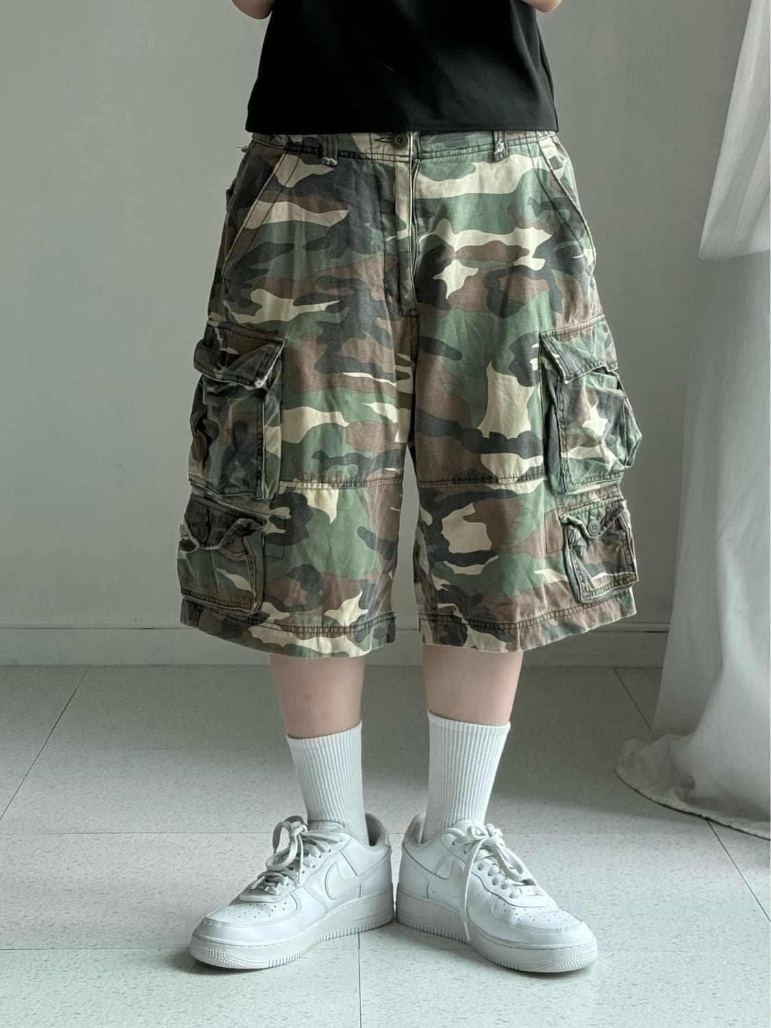 Soo 카모 카고 버뮤다 팬츠 상품이미지1