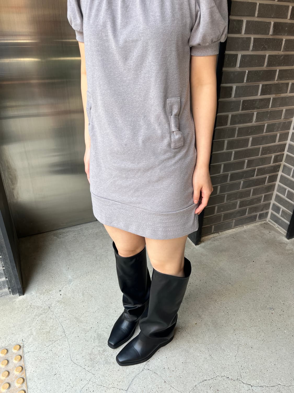 Chrif 리본 장식 원피스 그레이 상품이미지2