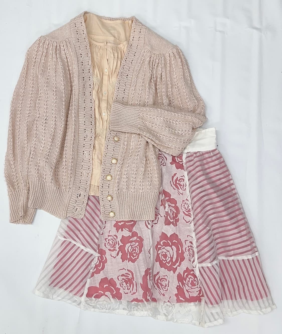 🎀하구미의 엑시즈팜 코디세트🎀 봄 모리걸 미디스커트 가디건 러블리  상품이미지2