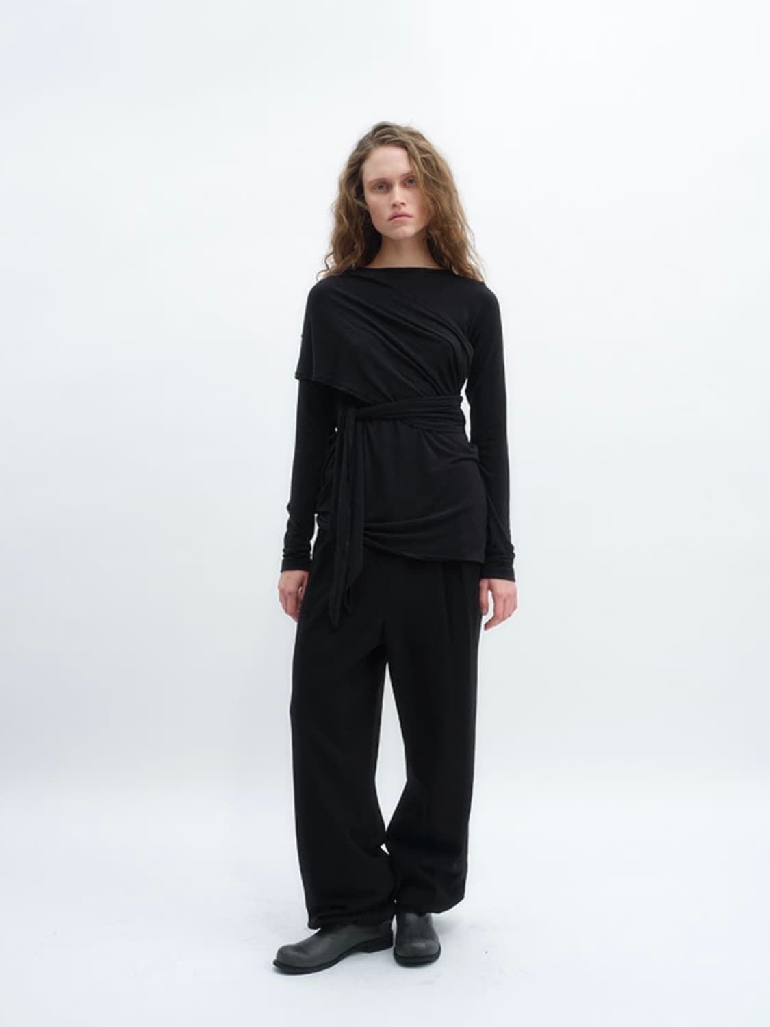 리포스 repos Wrap Jersey T-shirts (Black) 상품이미지5