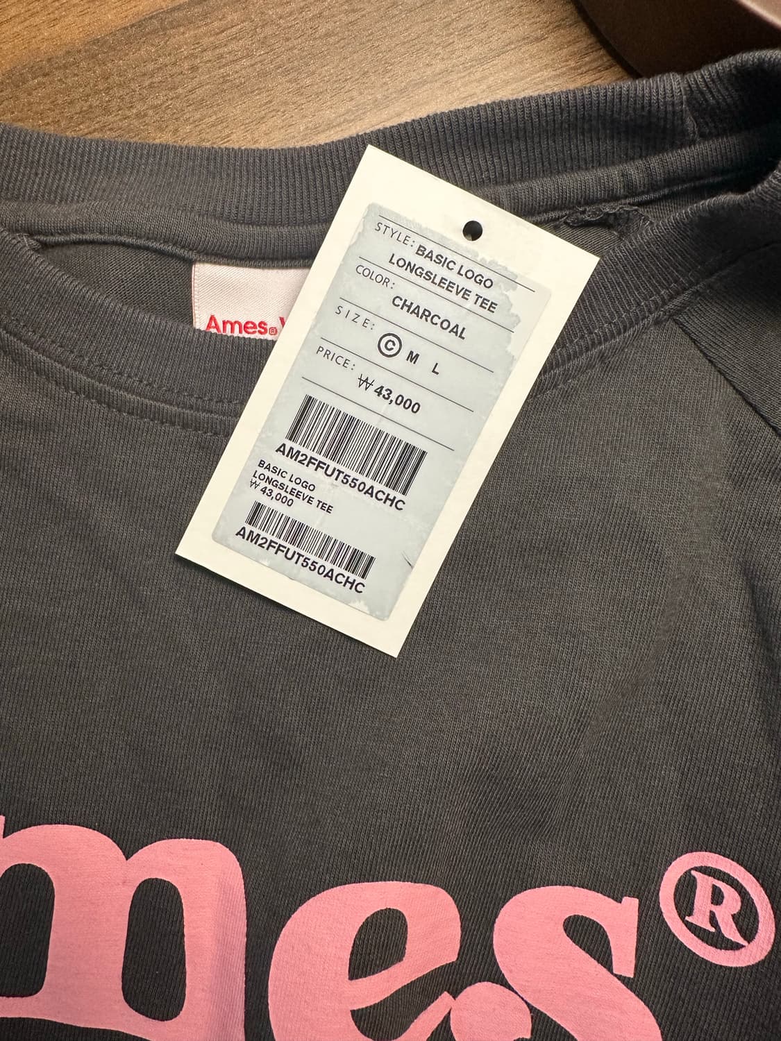 BASIC LOGO LONGSLEEVE TEE CHARCOAL 상품이미지2