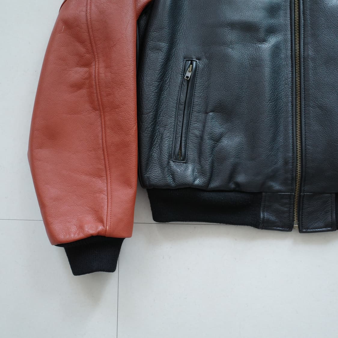 90s 할리데이비슨 정품 올드스쿨 가죽 바시티 자켓 XL 상품이미지3