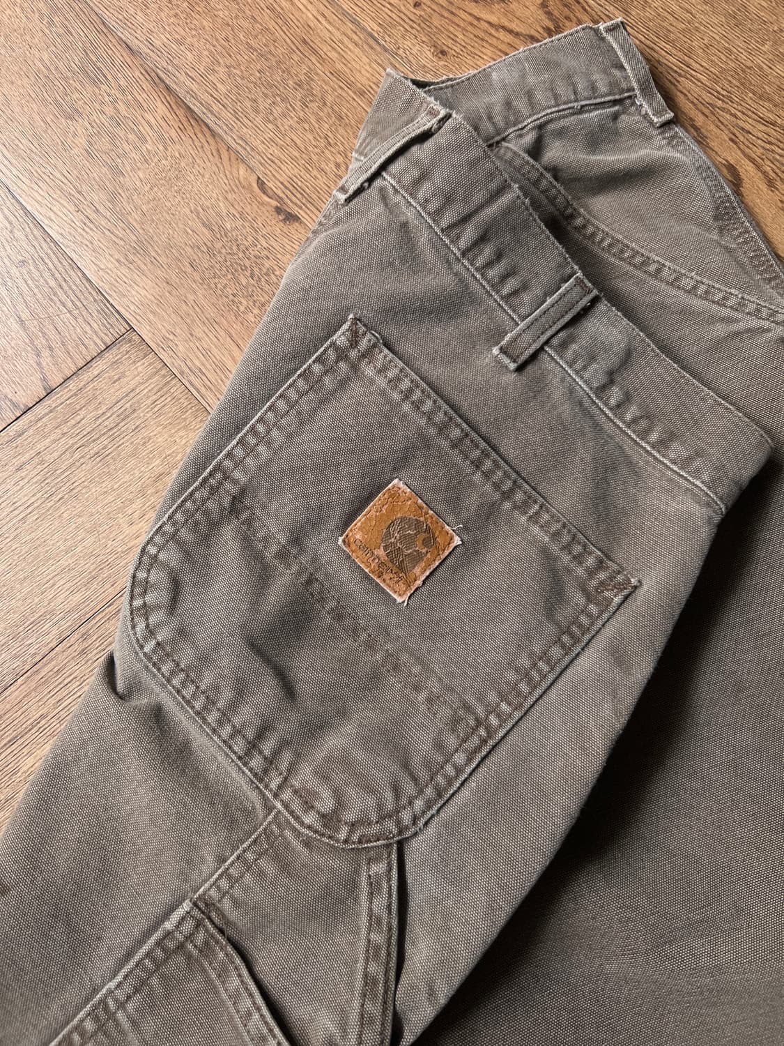 [34]칼하트 USA 빈티지 페이딩 다크브라운 싱글니 카펜터 워크 팬츠 상품이미지6