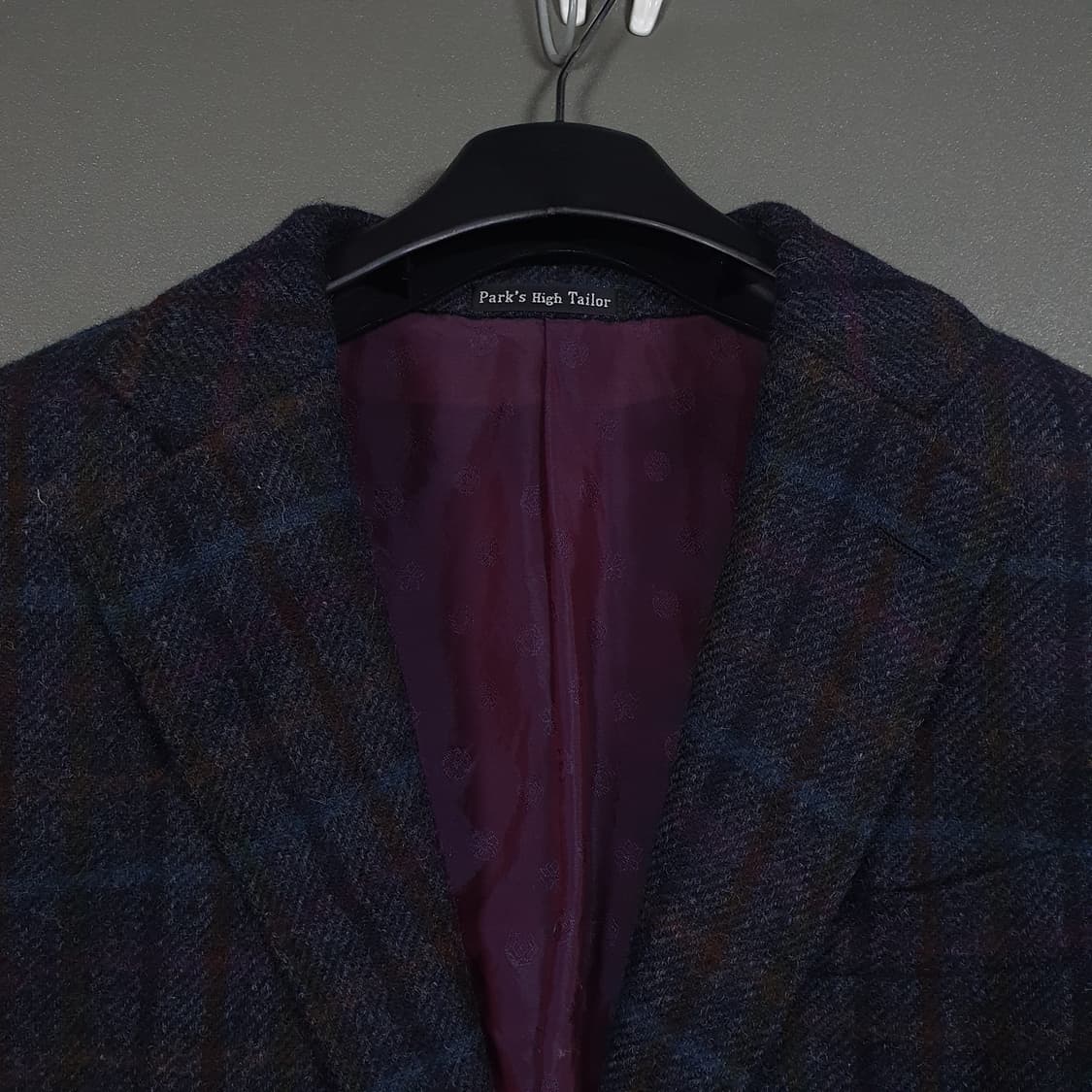 아브라함 문 해리스트위드 퓨어 뉴 울 싱글 금장 버튼 체크 블레이저 자켓 상품이미지2