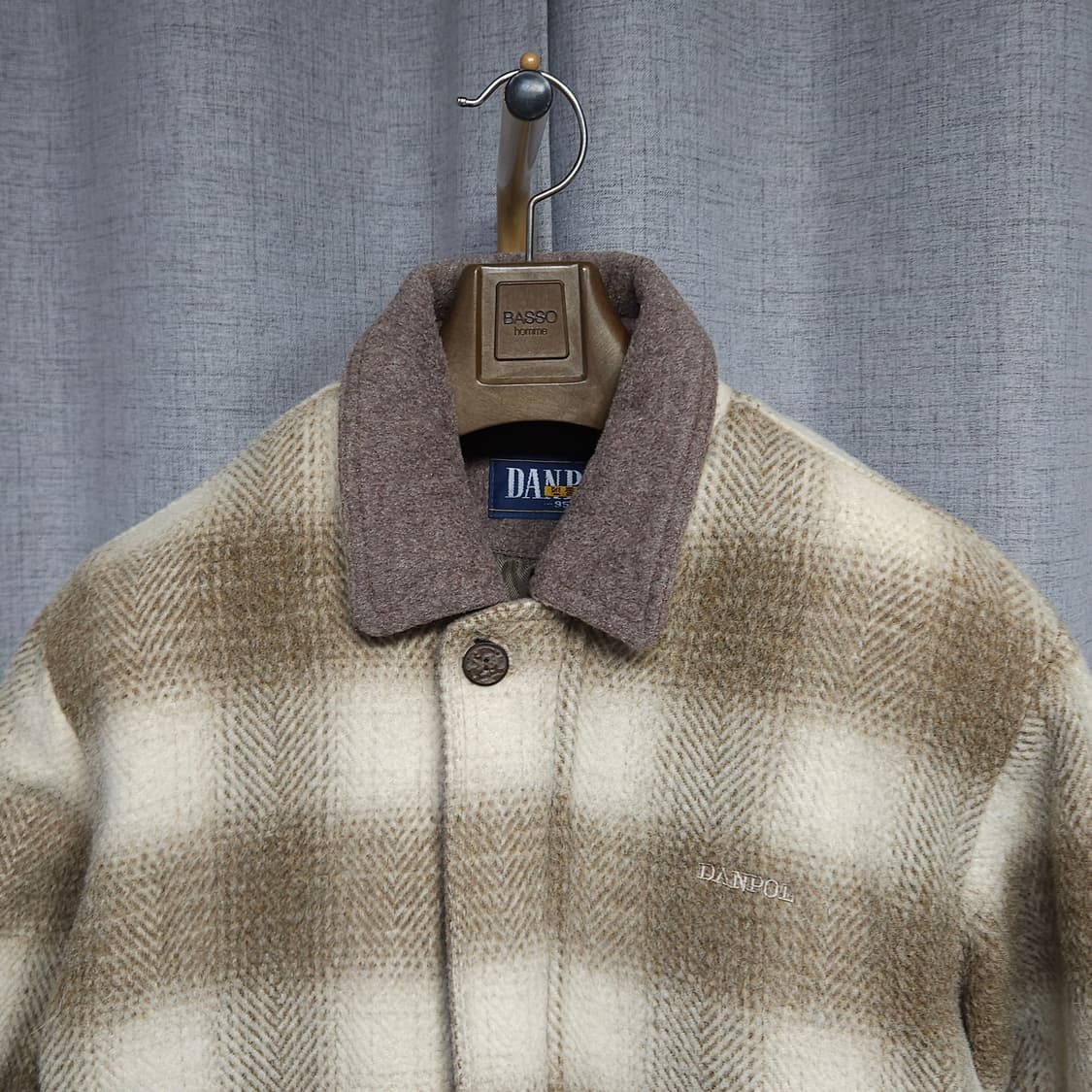 95 ) 백화점용 댄폴 두툼한 울 체크 블루종 상품이미지2