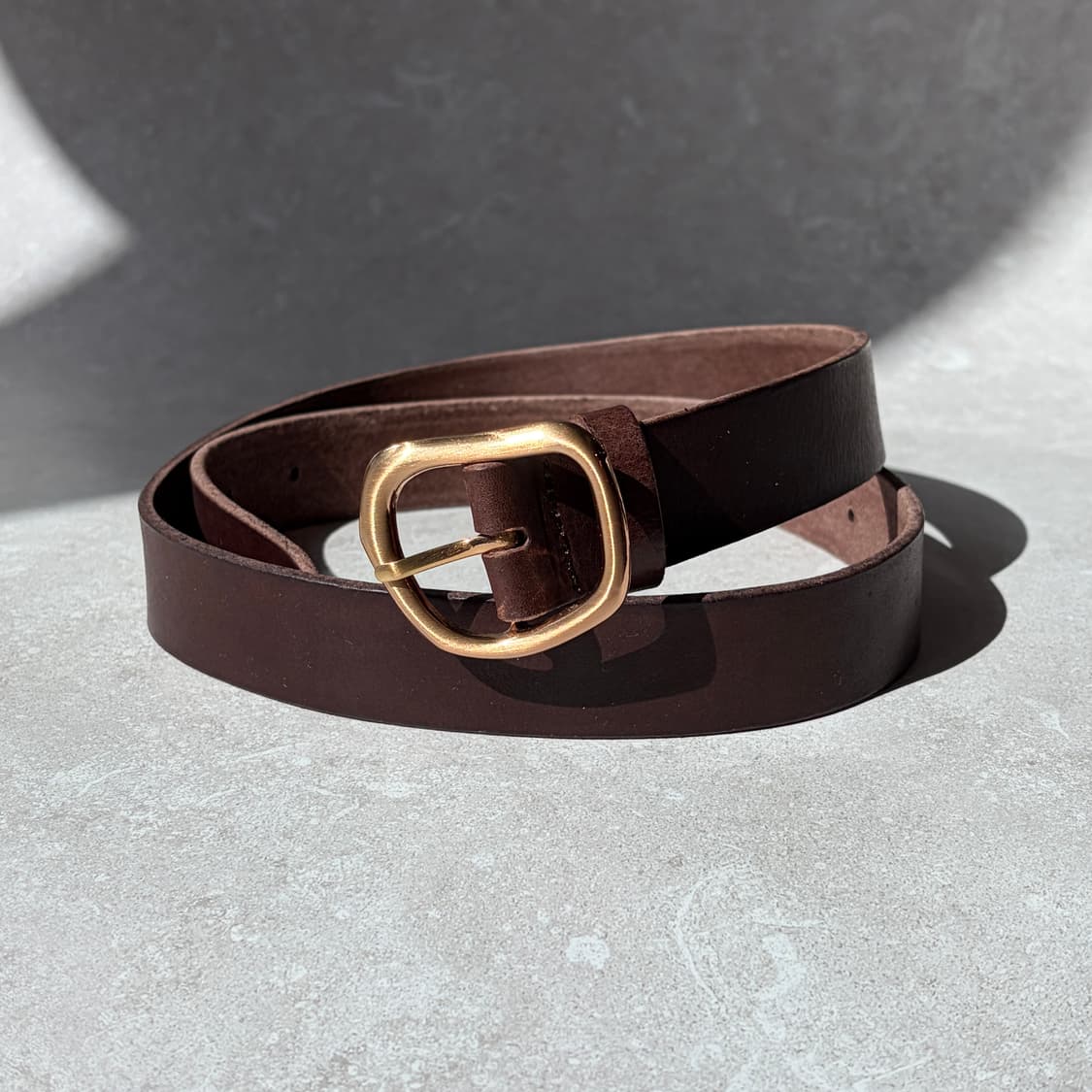 Oribell 커브드 24k 골드플레이트 버클 볼드 베지터블 소가죽 벨트 상품이미지4