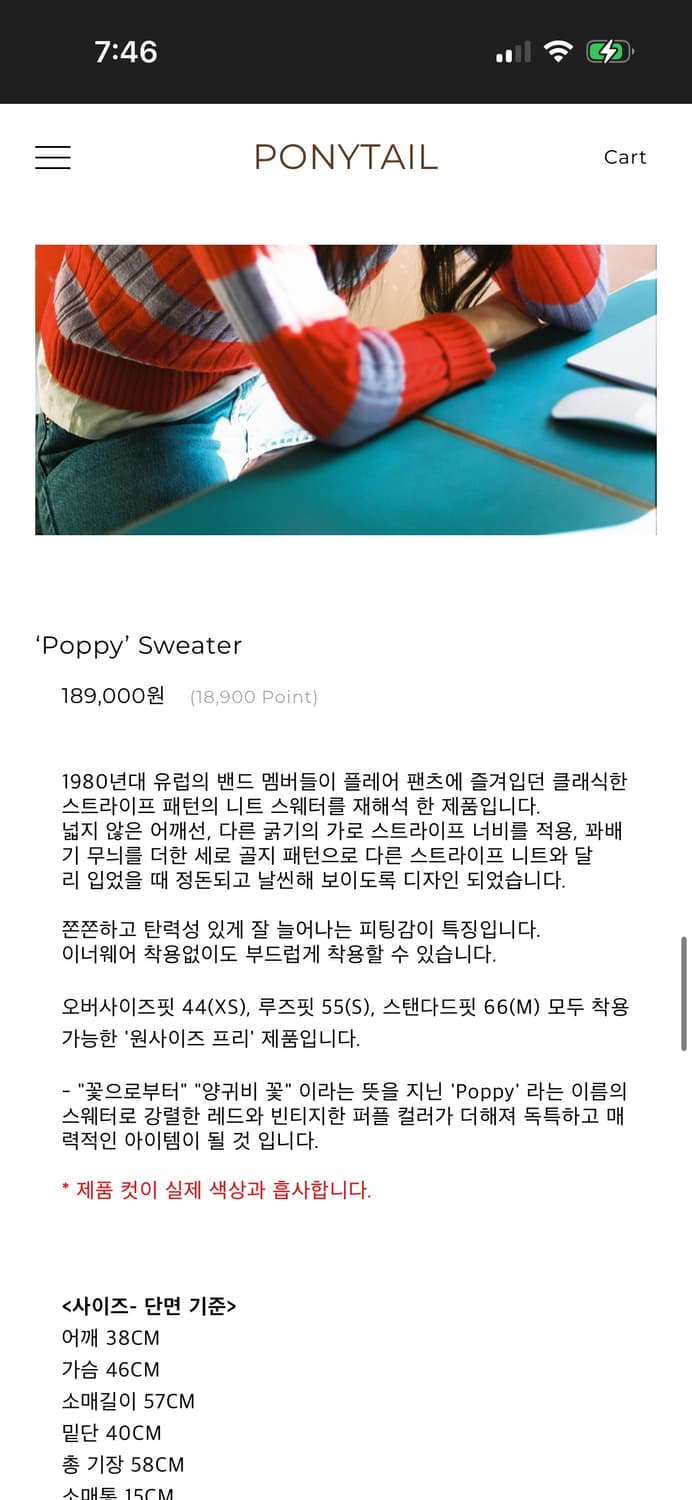 포니테일 스트라이프 니트 poppy sweater 상품이미지4
