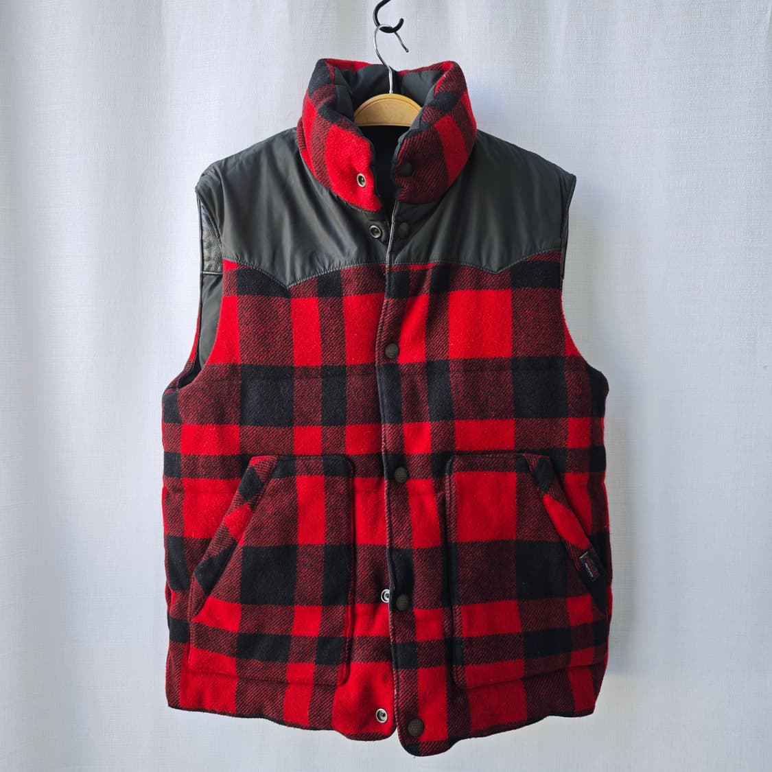 폴로 랄프로렌 소가죽 다운 패딩 리버시블 베스트 블랙 레드 S 상품이미지7