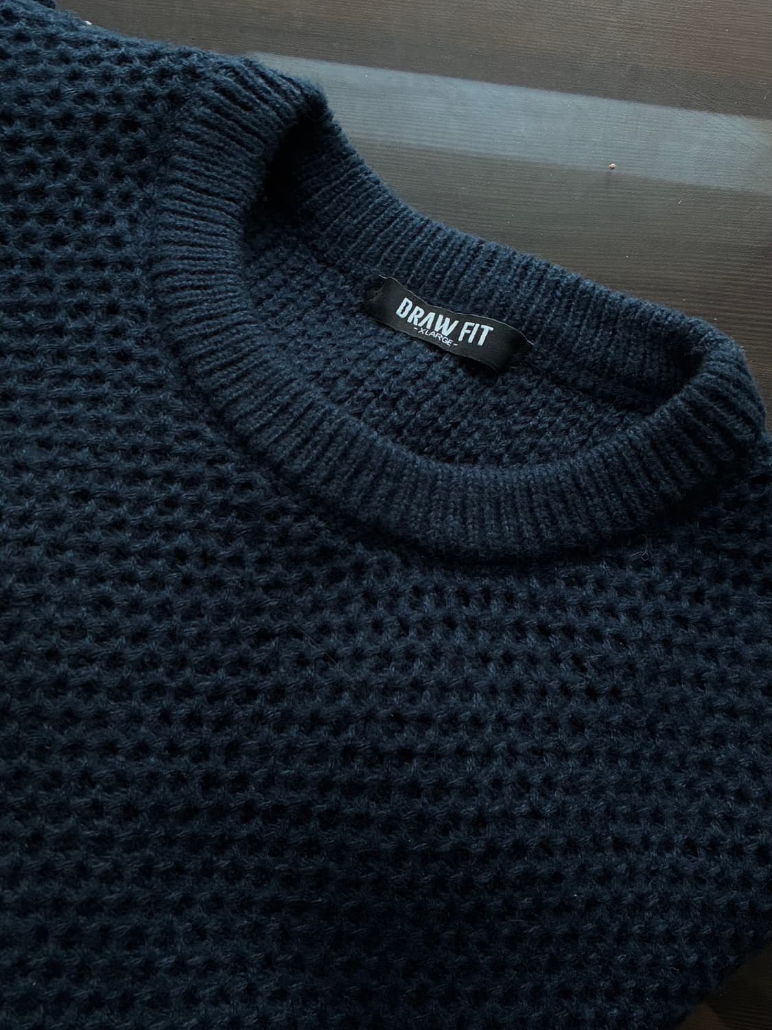 (XL) 드로우핏 와플 텍스쳐 라운드 풀오버 니트 [NAVY] 판매 상품이미지10