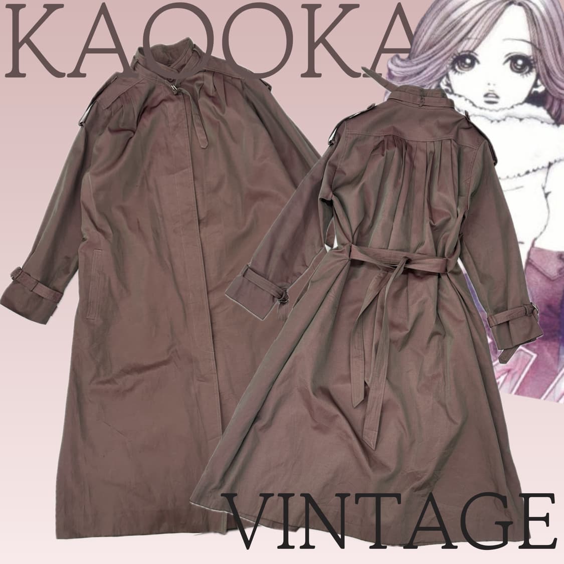 🤎나나깔 보라 트렌치 코트🤎 시크 일본 빈티지  롱 코트  상품이미지1