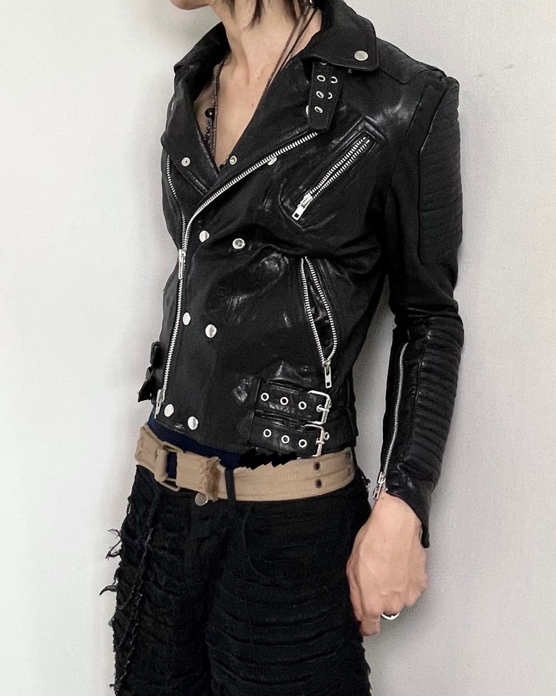 Goatskin rock punk leather jac 상품이미지4