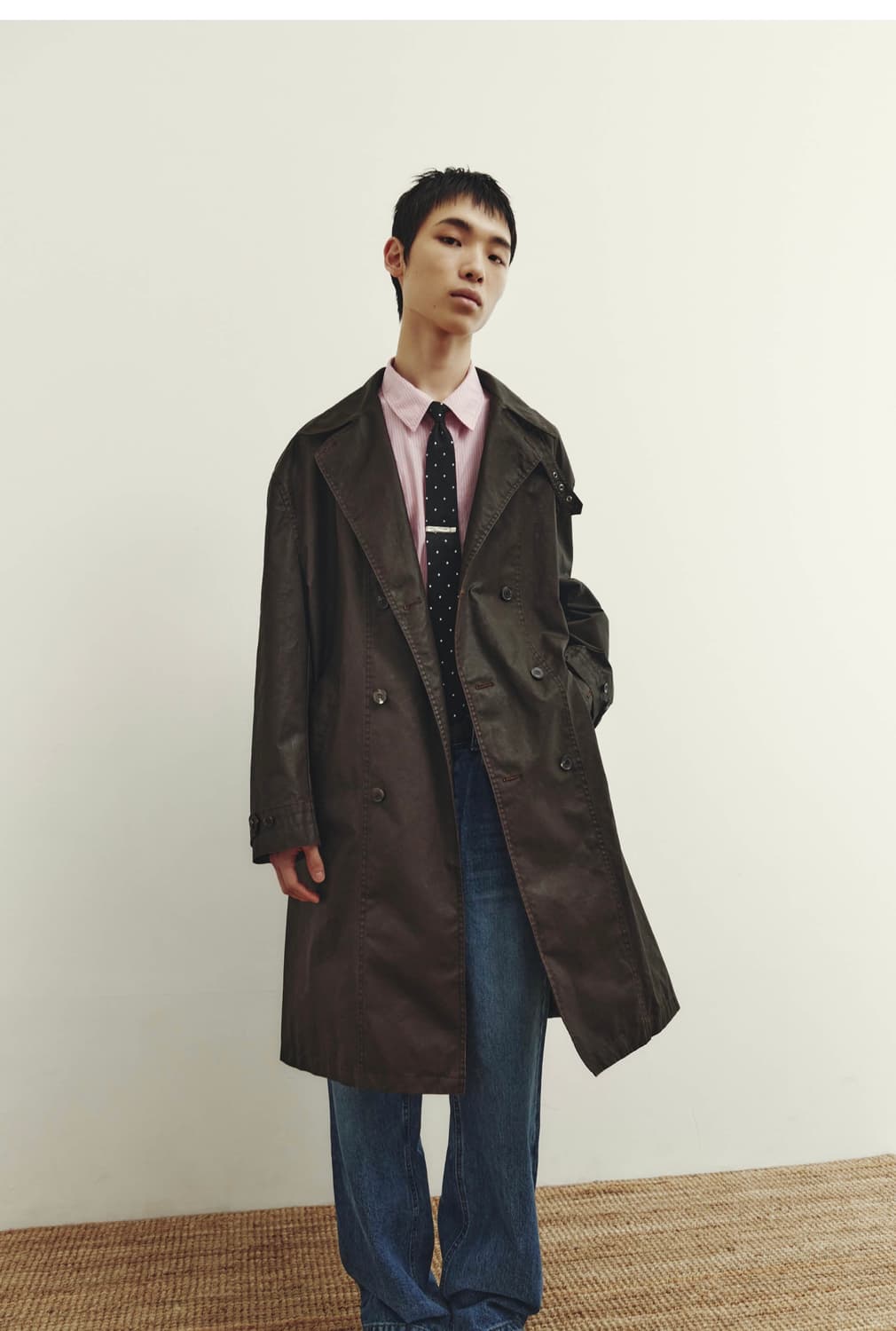 유스 youth 코트 더블 브레스티드 코트 브라운 M 상품이미지7