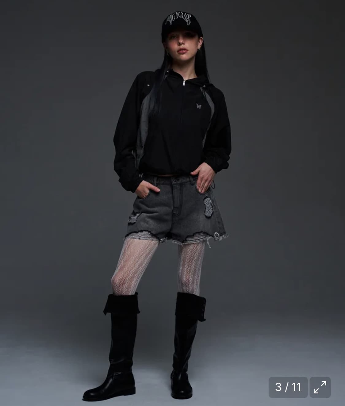 퀵배송) 팬시클럽 블랙 디테쳐블 볼레로 집업 BLACK 상품이미지3
