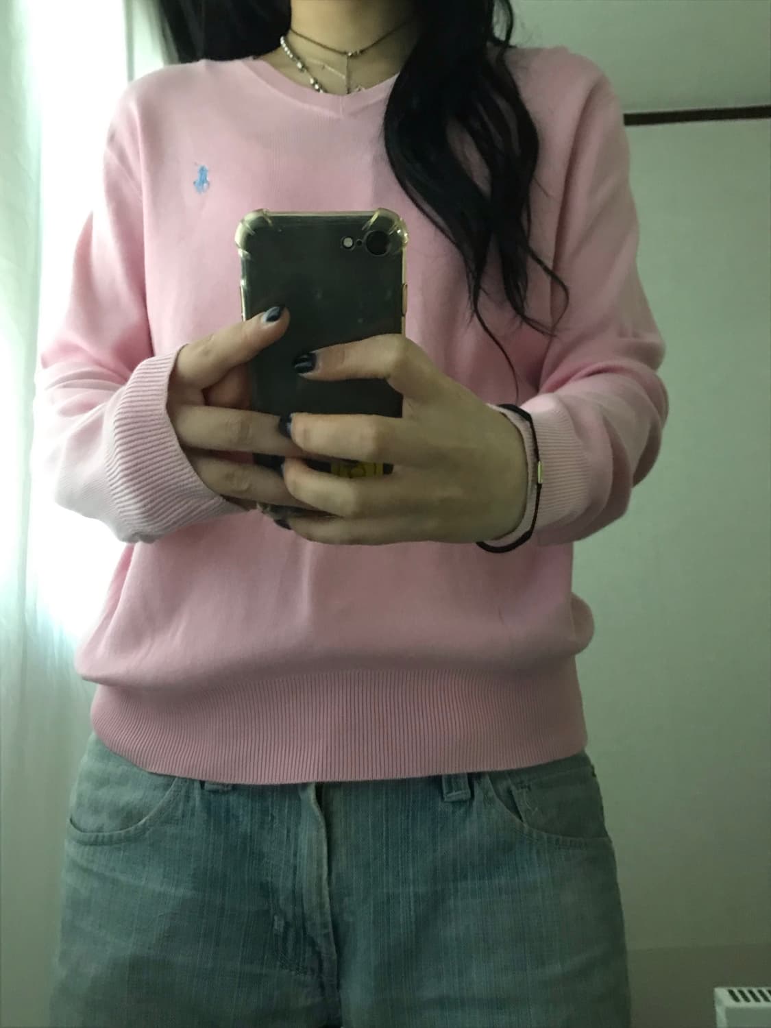 폴로 연핑크 니트 상품이미지3