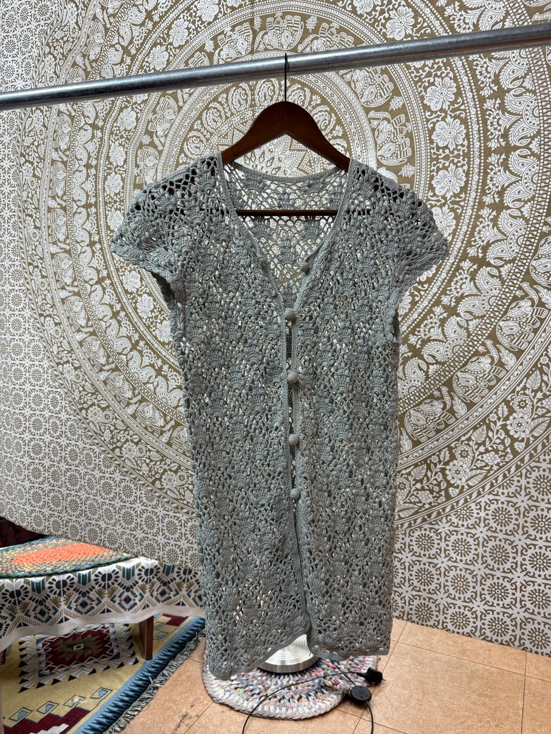 빈티지 여성 그물 반팔 니트 가디건 (Z1090) 상품이미지2