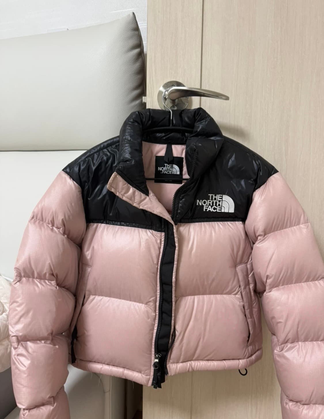 노스페이스 핑크 눕시 숏패딩 숏자켓 파스텔핑크 상품이미지2