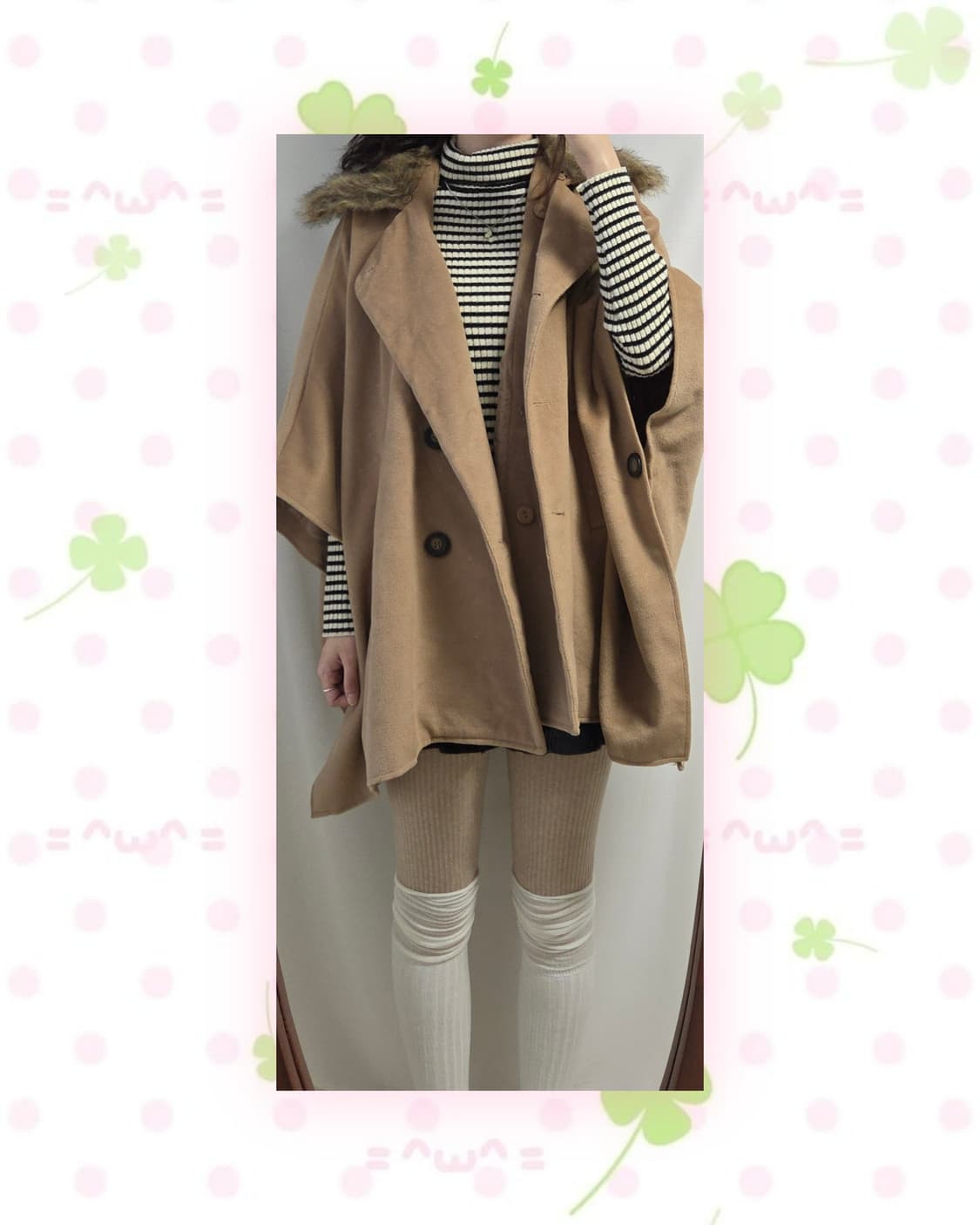 박시 아방 카멜 케이프 코트 상품이미지1