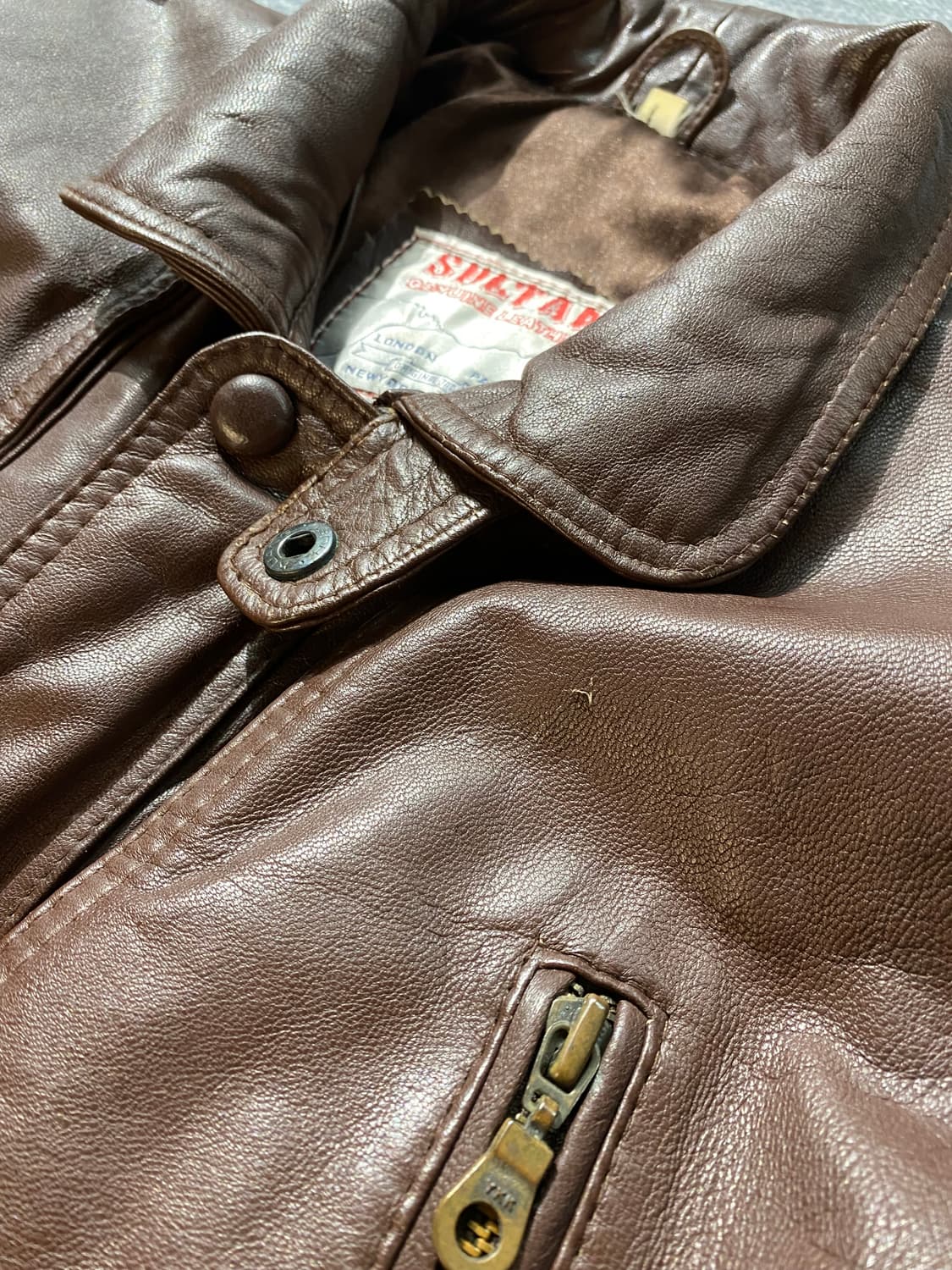 [L] 90s SULTAN 브라운 리얼 레더 코트 상품이미지3