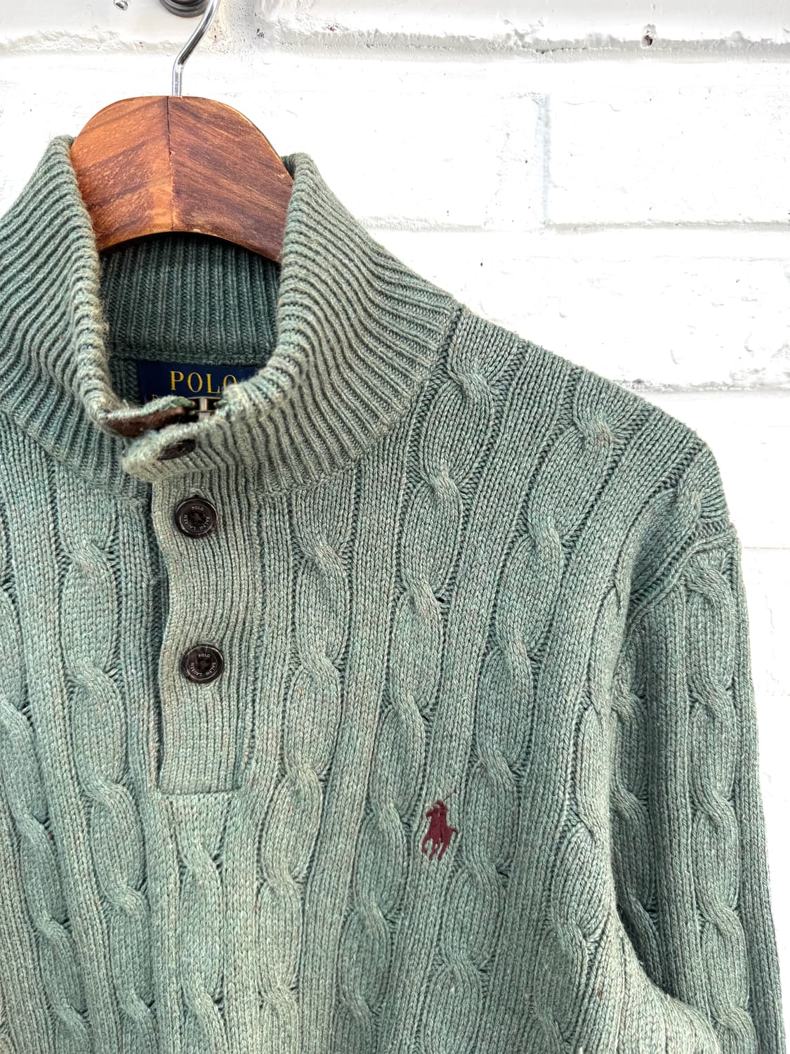 폴로 그린 케이블 반집업 니트 상품이미지4