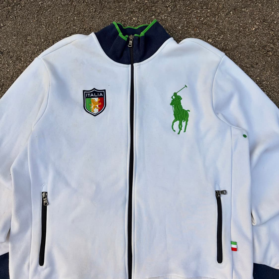 극희귀 폴로 빅포니 이탈리아 화이트 집업 져지 L 상품이미지4