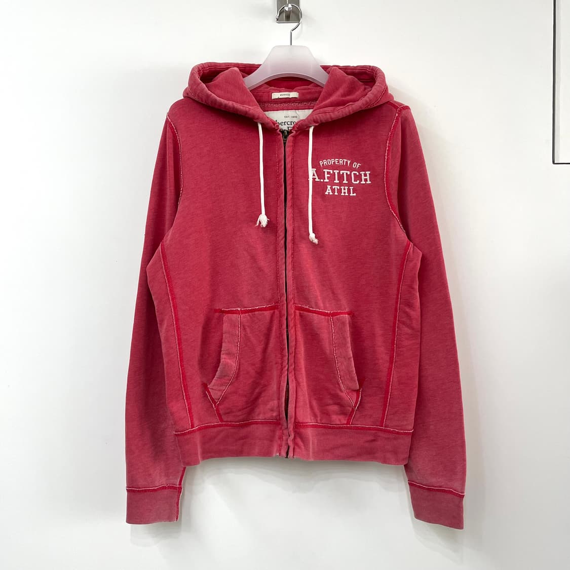 아베크롬비 자수로고 피그먼트 핑크 후드집업 상품이미지2