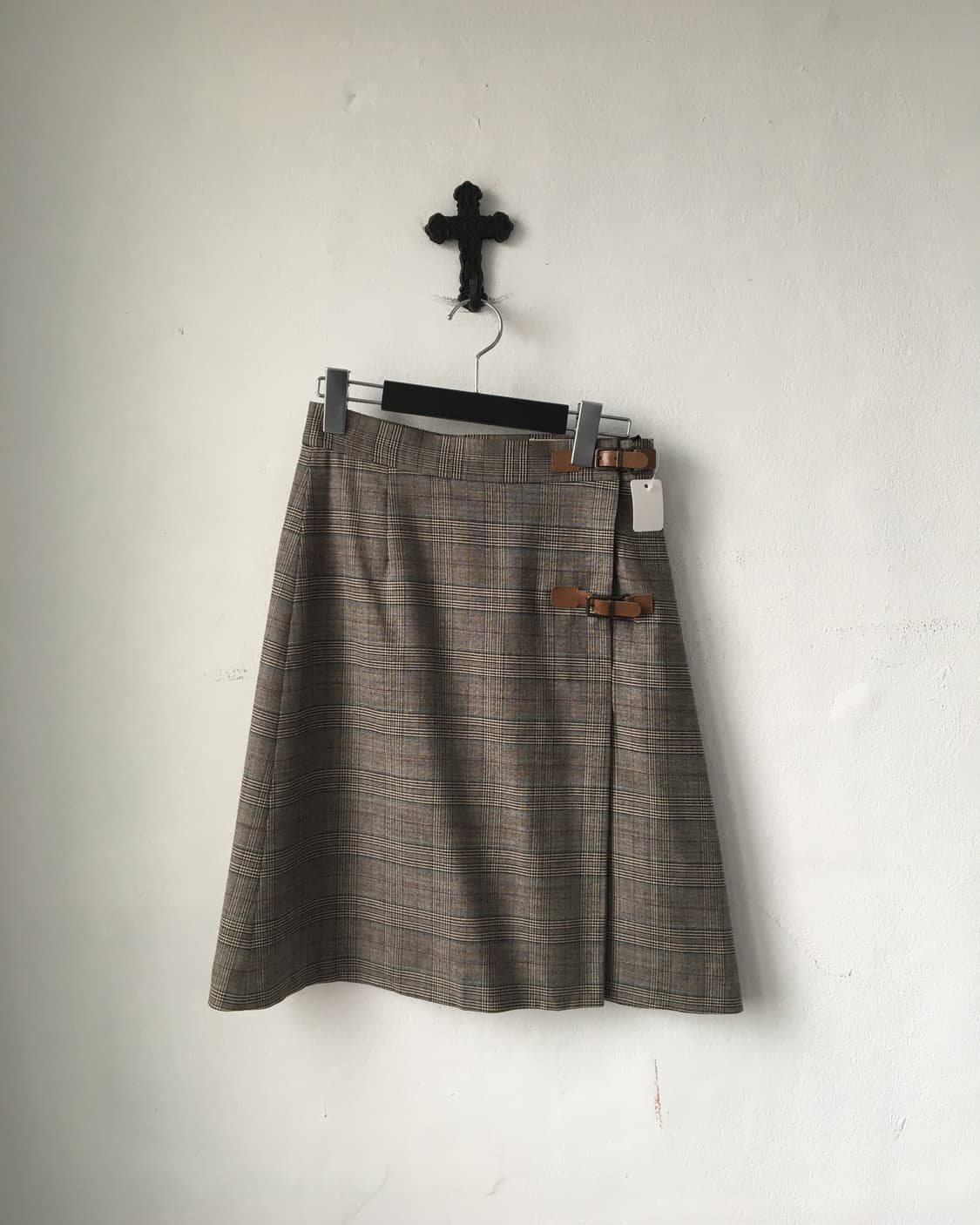 Belted check pattern skirt 상품이미지1