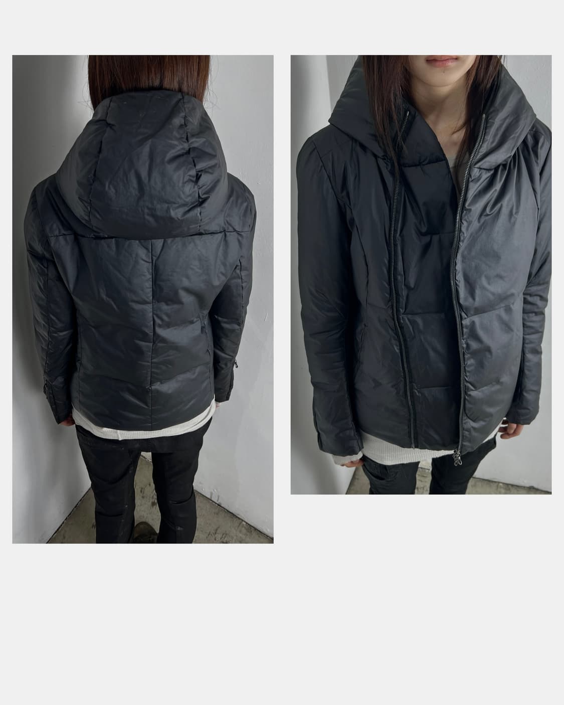 어태치먼트 (ATTACHMENT) 비대칭 사선 집업 다운 자켓 상품이미지2