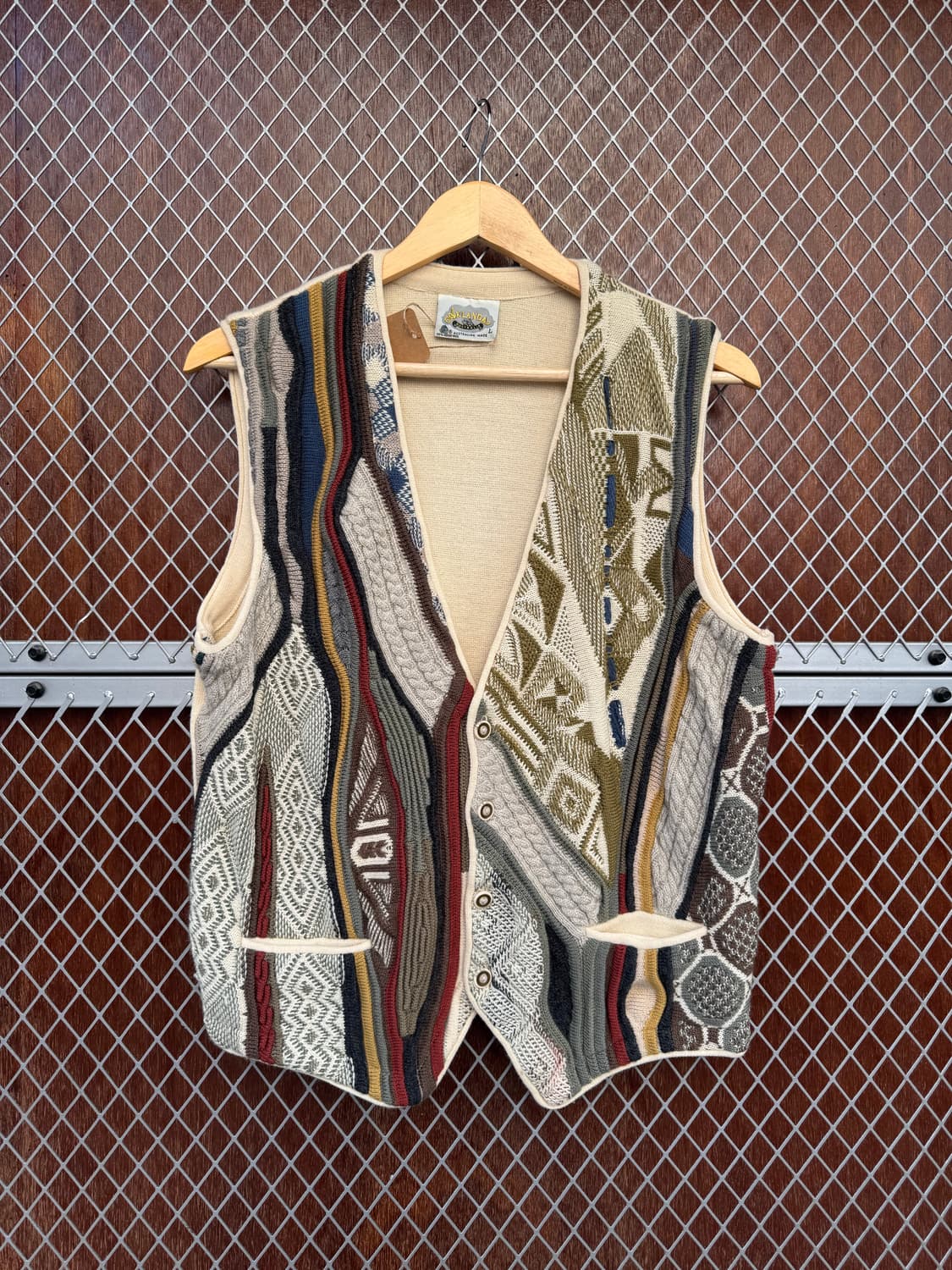 AKLANDA 빈티지 입체 케이블 니트 베스트 패턴 조끼 L 상품이미지1