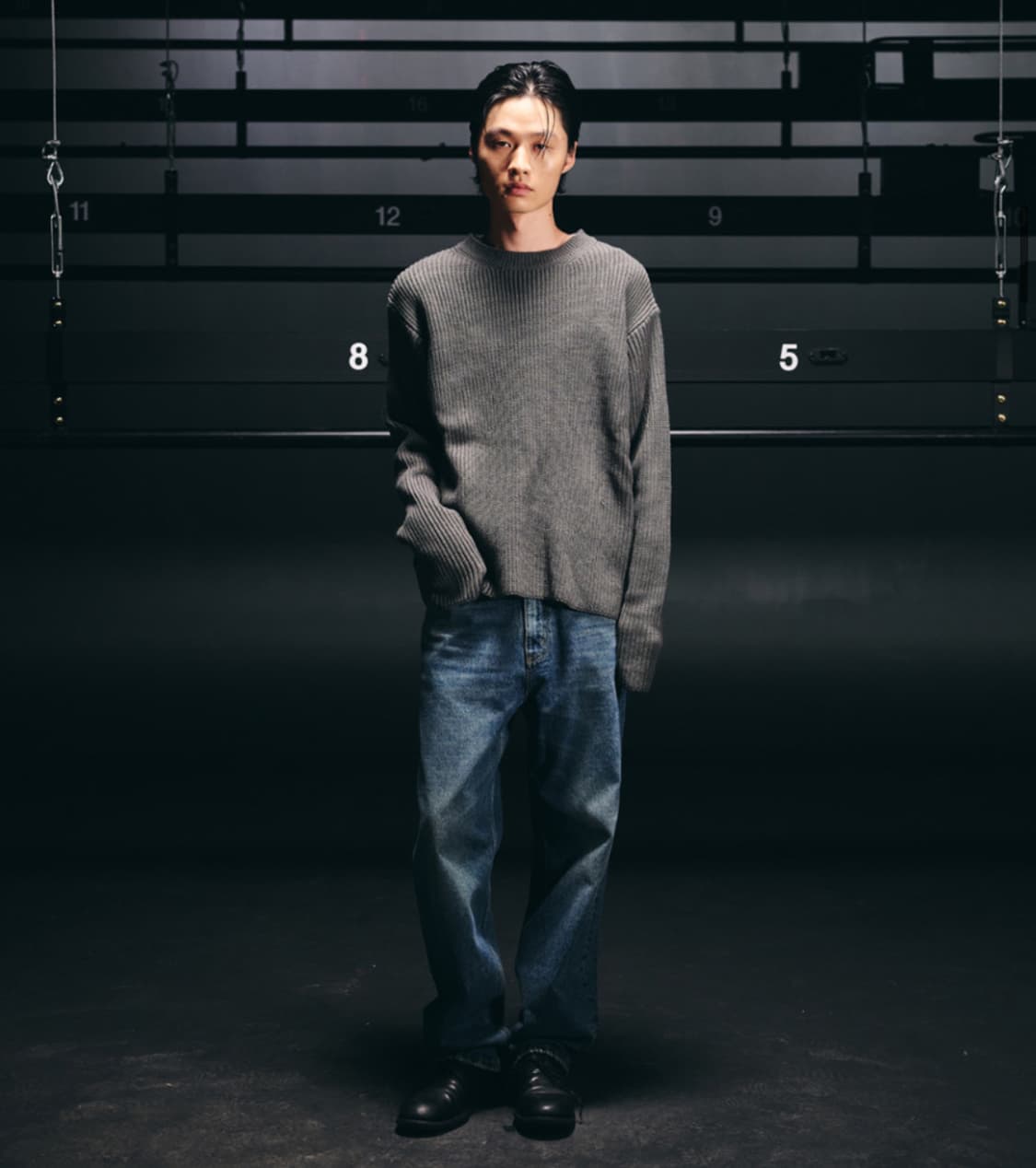 노클 니트 Dylan Back Cable Knit Grey 상품이미지1