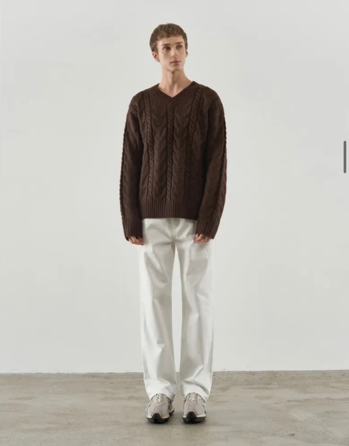 드로우핏 브이넥 헤어리 니트 M 브라운 상품이미지3