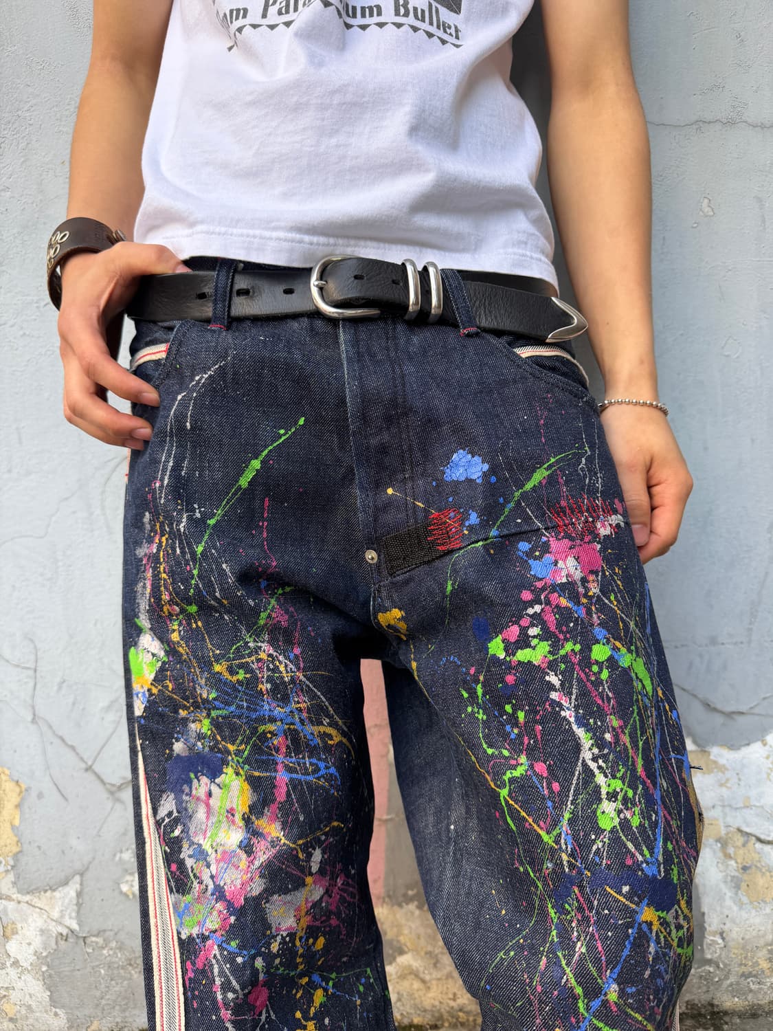 Evisu Black Cherry Splash denim pants 상품이미지3