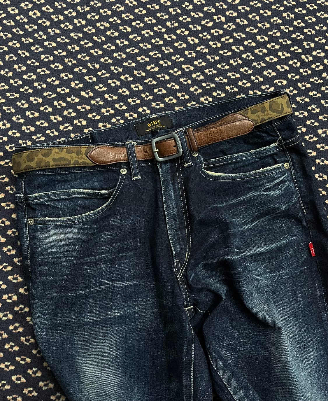 더블탭스 레오파드 레더벨트 상품이미지1