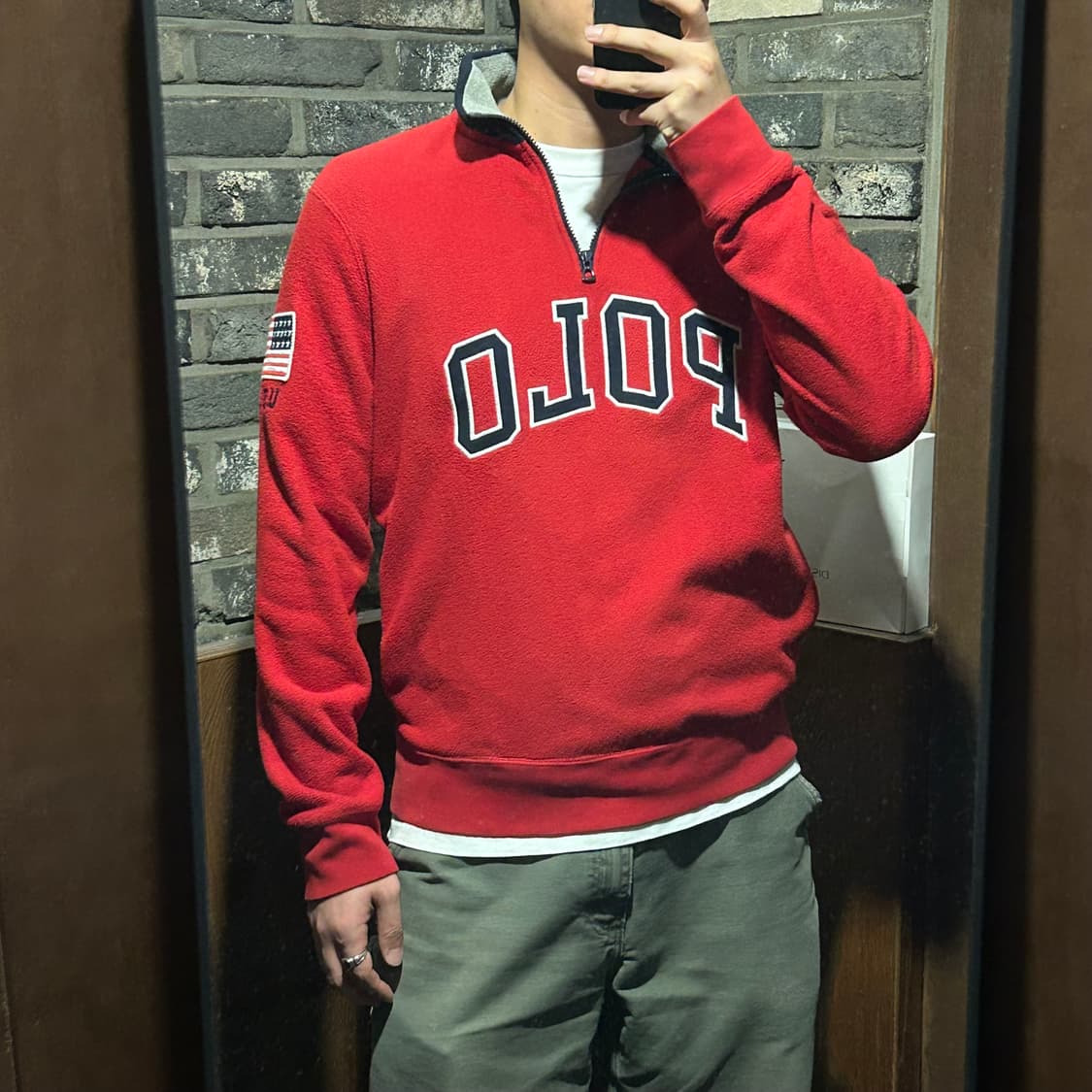 M) 폴로 랄프로렌 스펠로고 플리스 후리스 반집업 상품이미지9