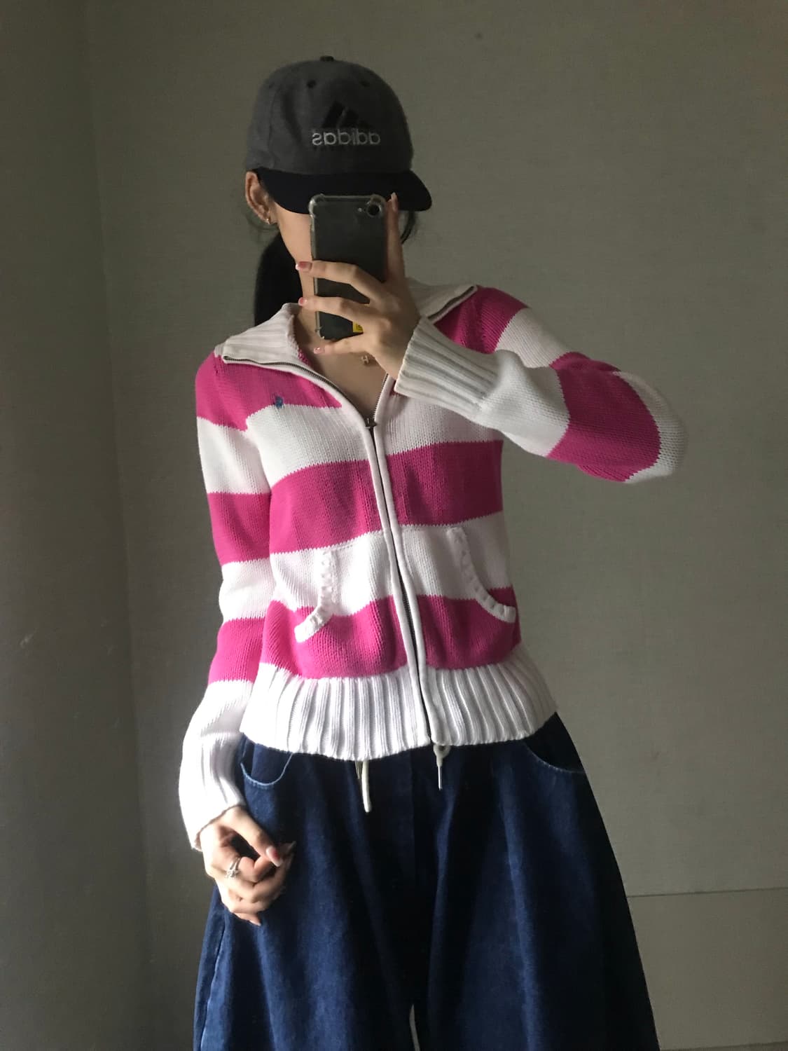 폴로 흰핑 스트라이프 니트집업 상품이미지4