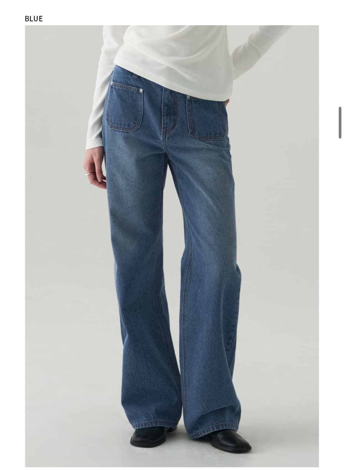 (새상품)(S) 드로우핏 우먼 패치 포켓 세미 와이드 데님 팬츠 상품이미지2