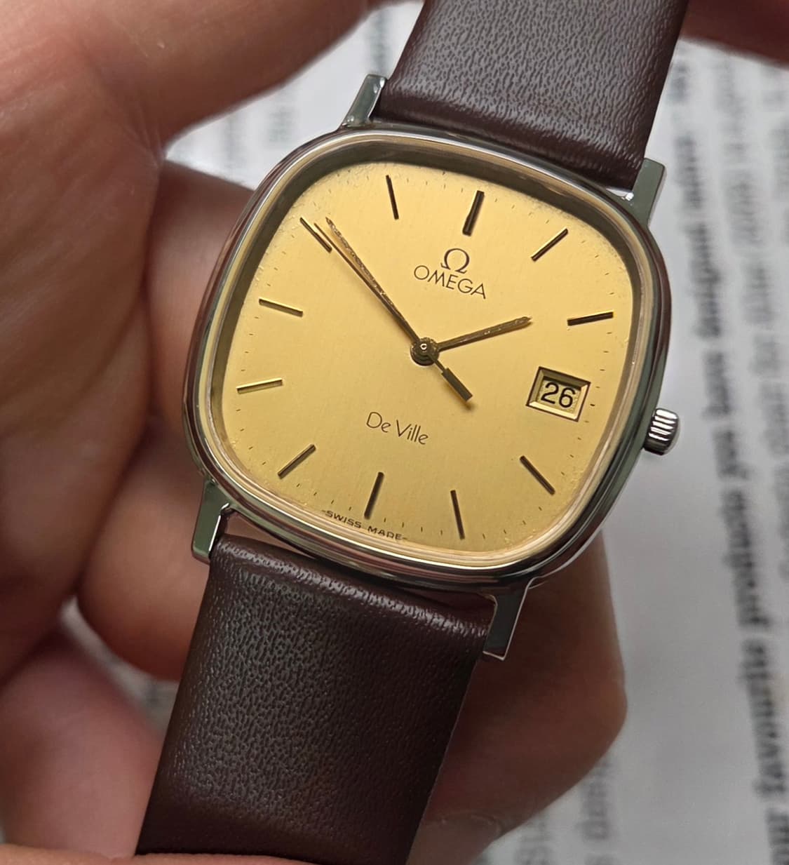 빈티지 오메가 드빌 라운드사각 샴골판 싱글데이트(쓰리침) 슬림 쿼츠 
 상품이미지4
