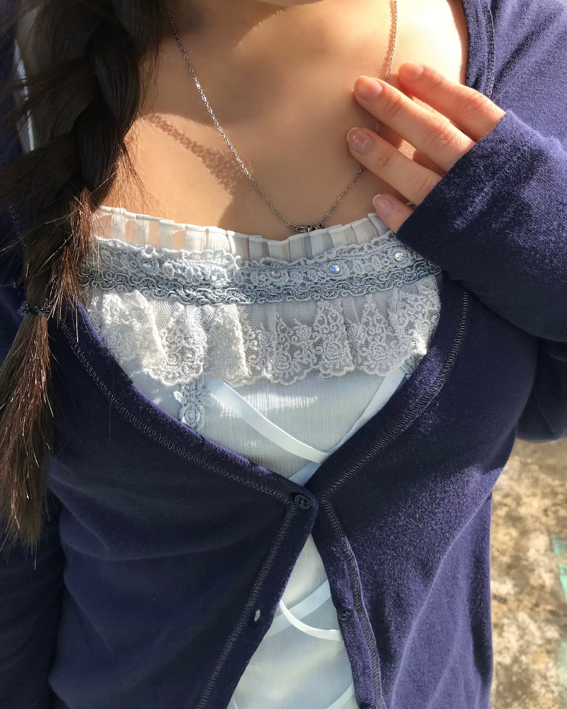 레이스 리본 코르셋 나시  상품이미지3