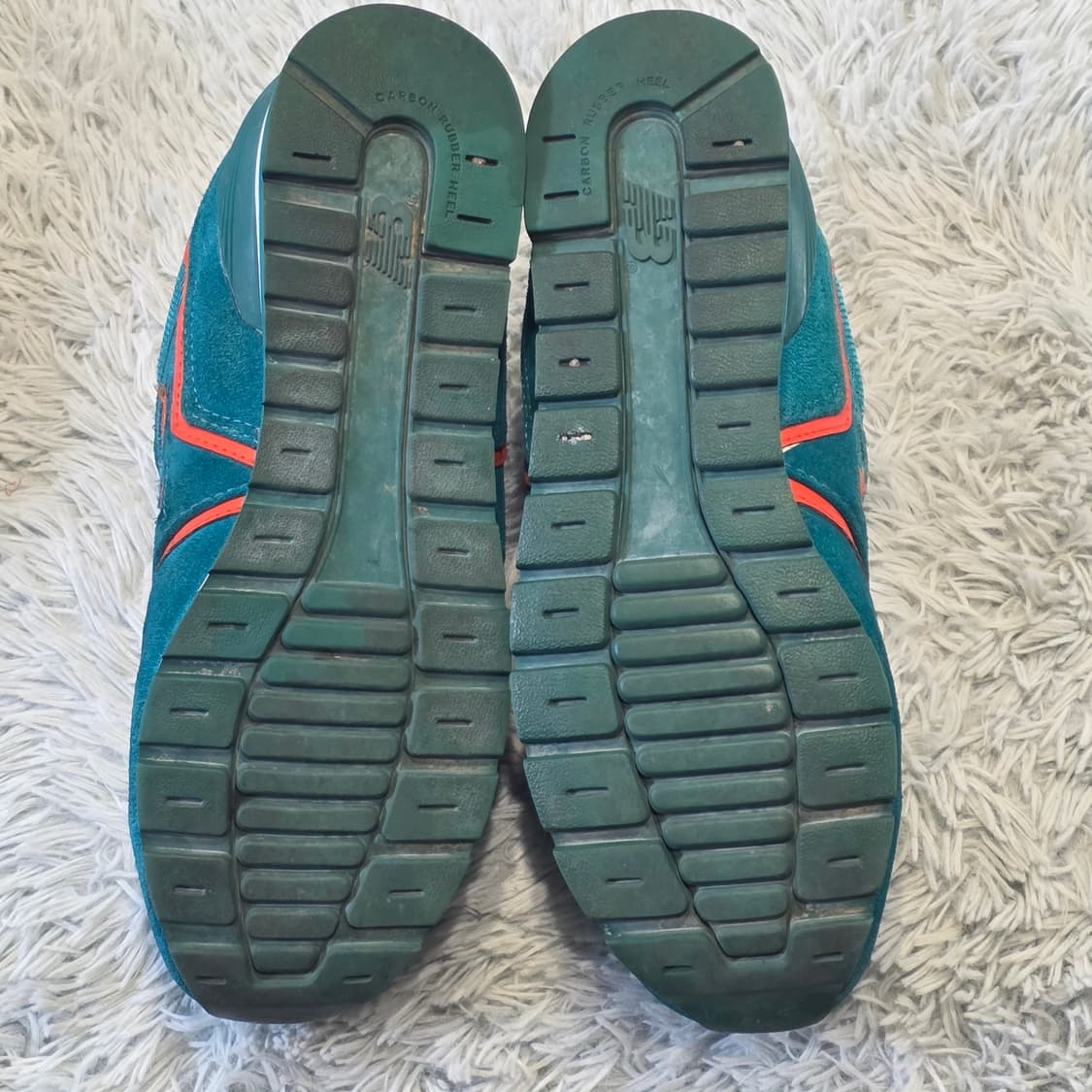 5q-5:뉴발란스 595 틸블루 오렌지 스웨이드 스니커즈 (23.5cm) 상품이미지9