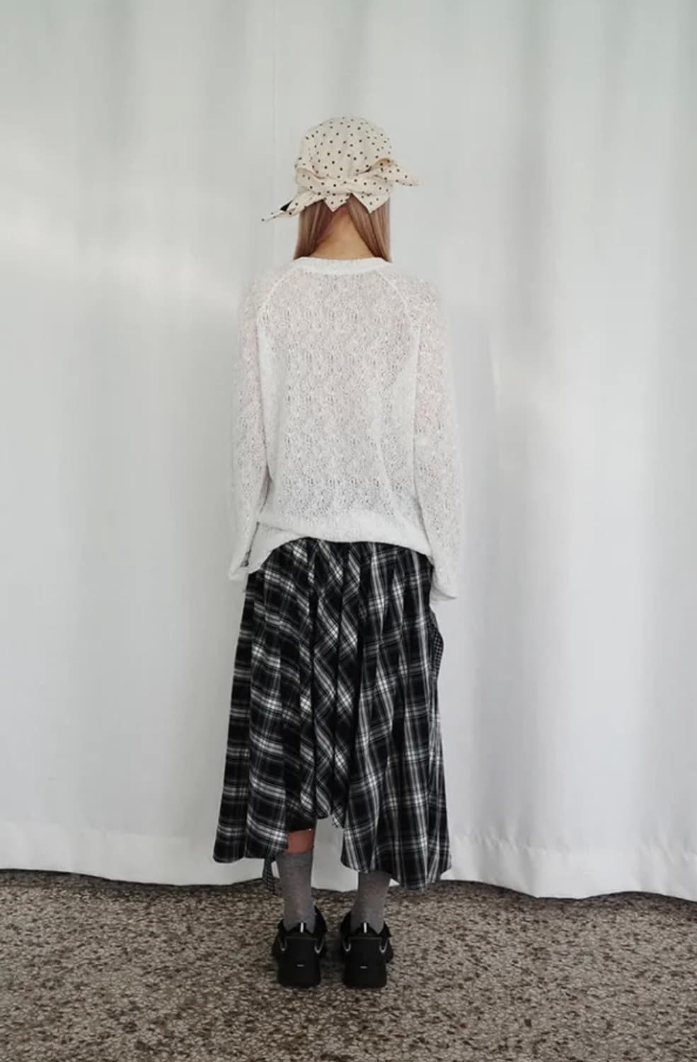 쿠키시 체크 타이 배색 스커트 (블랙) 상품이미지6