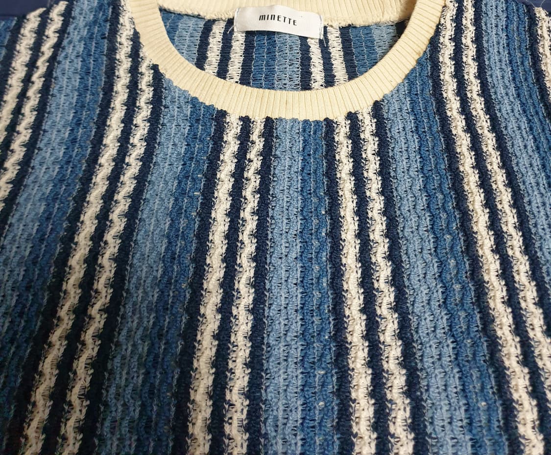 (ss시즌) MINETTE 트위드 스트라이프 베스트 블루 (F) 상품이미지2
