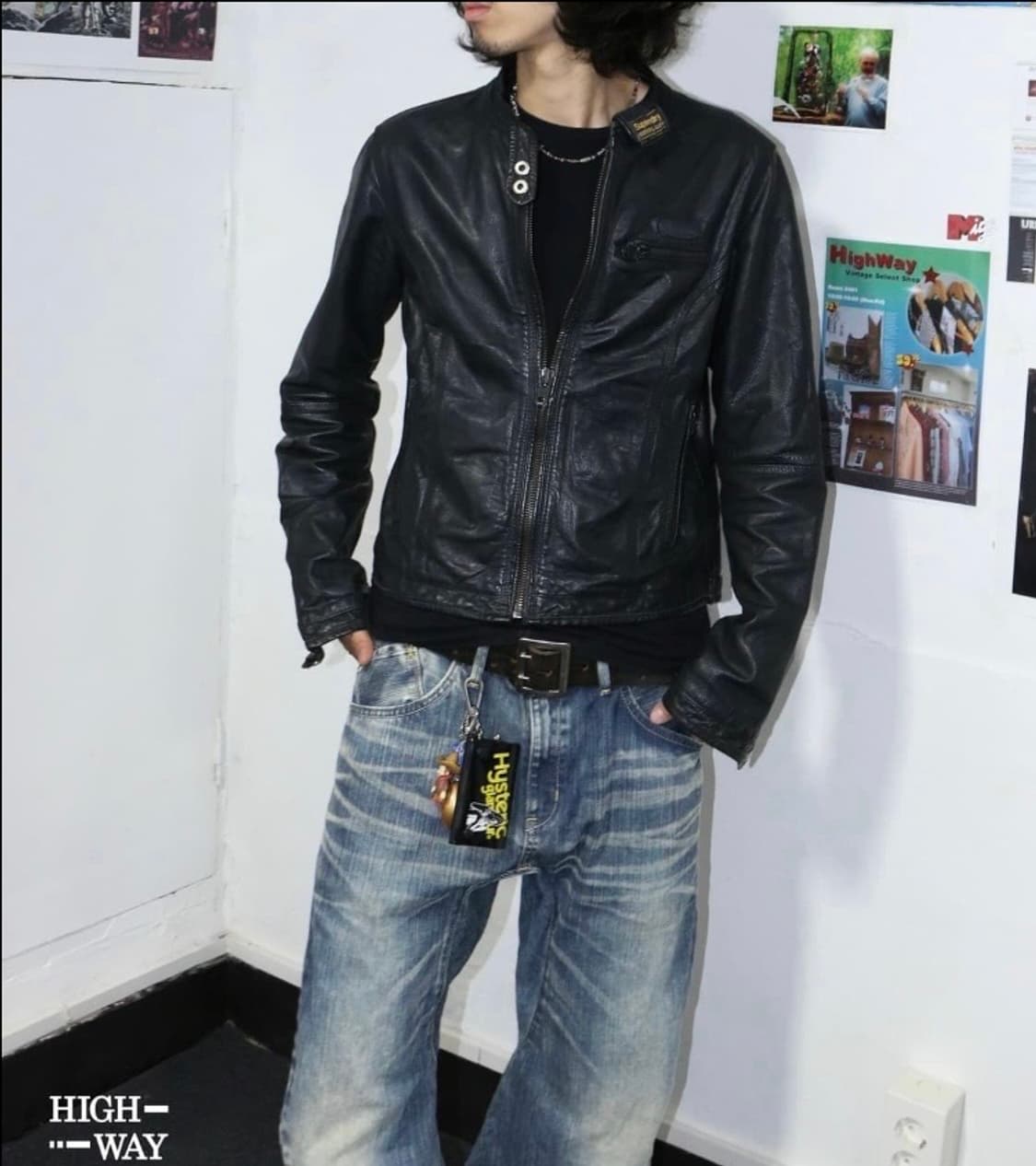 빈티지 슈퍼드라이 레더 바이커 자켓 상품이미지1