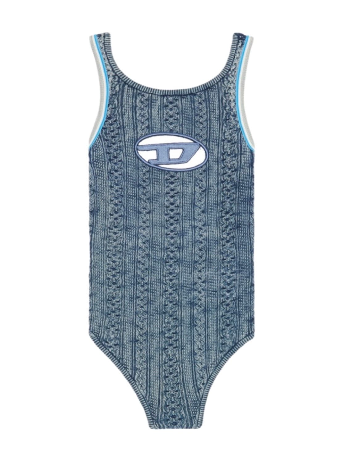 디젤 M-일라그로스 오발 D 컷아웃 니티드 로고 바디수트 블루 상품이미지3