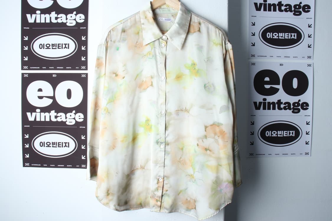 W(L-XL) 자라 셔츠 남방 블라우스 플라워 패턴 노랑-H33538 상품이미지2