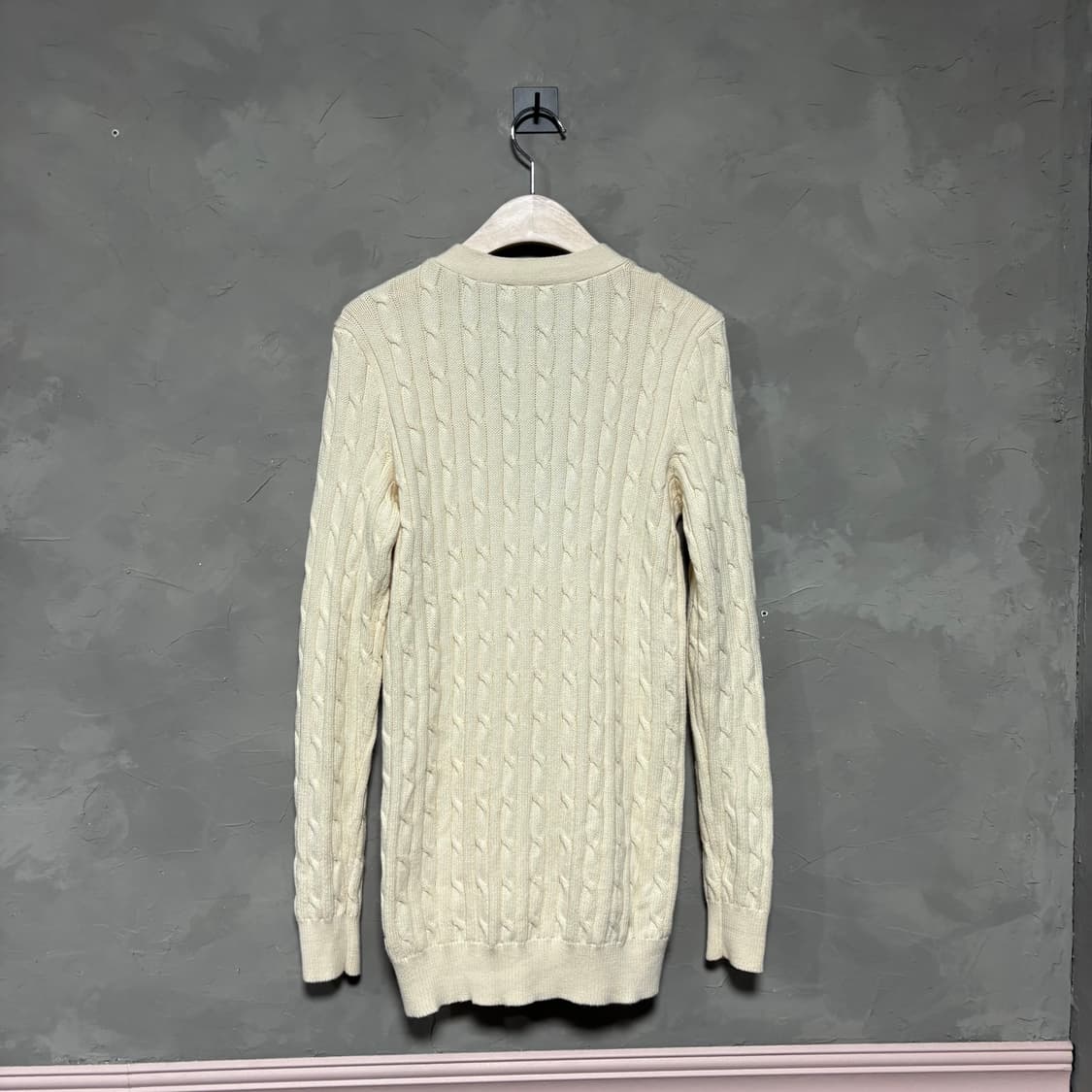 폴로 랄프로렌 신형 케이블 브이넥 가디건 아이보리 상품이미지4