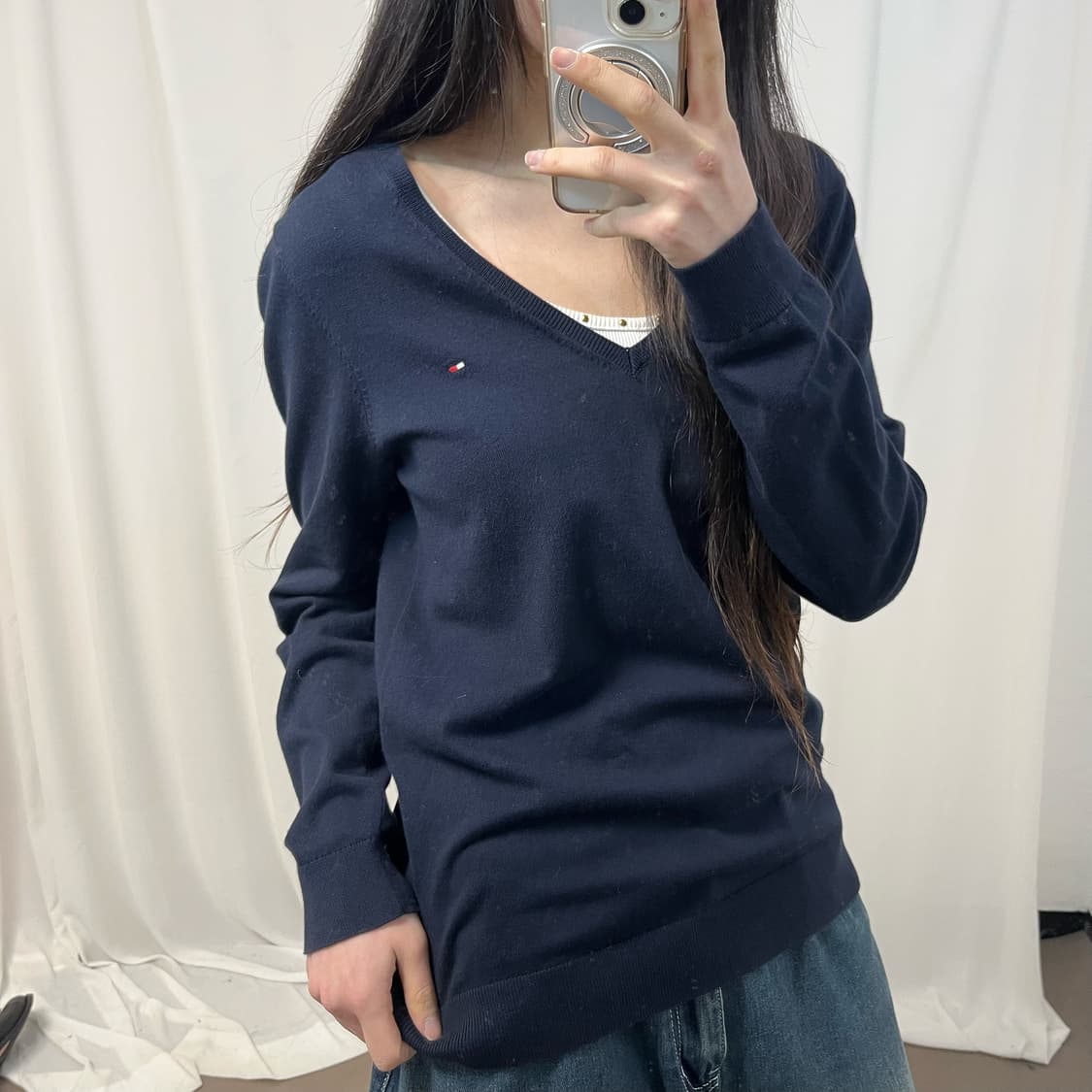 Tommy Hilfiger Navy V-Neck Knit 상품이미지3
