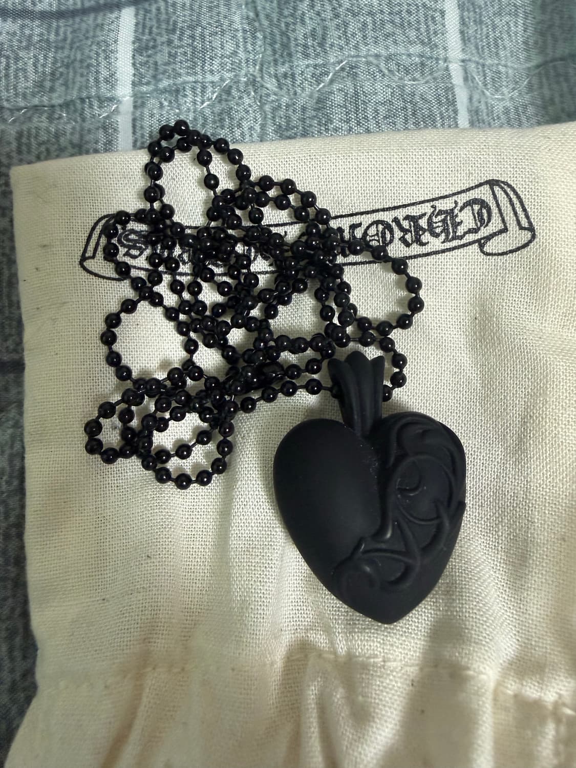 크롬하츠 실리크롬 하트 목걸이 검정 사용감있음 풀구성  상품이미지1