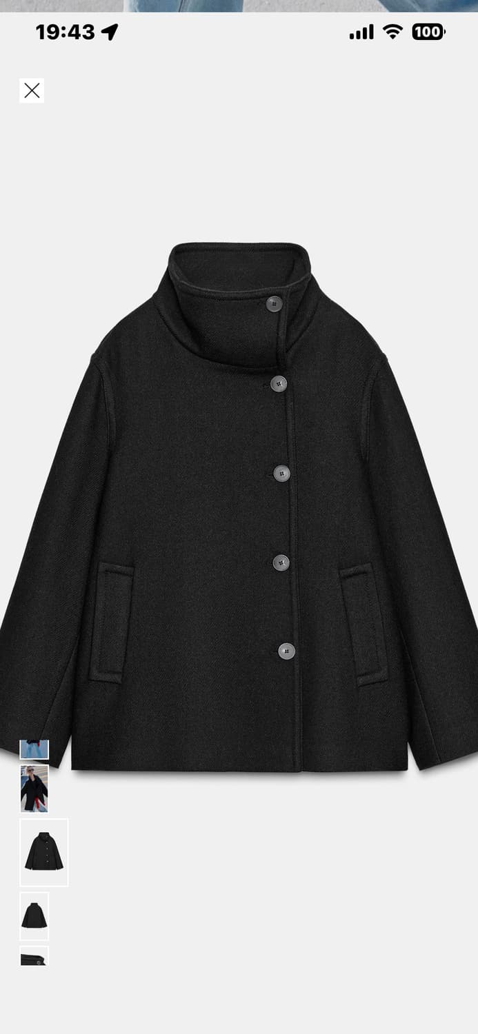 자라 하이넥 울 쇼트 코트 s 상품이미지4